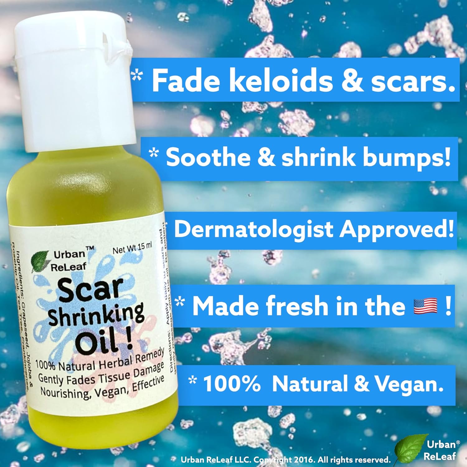 Urban ReLeaf 2 oz Scar Shrinking Oil Vegan Formula for Fading Keloids and Scars - Image 2