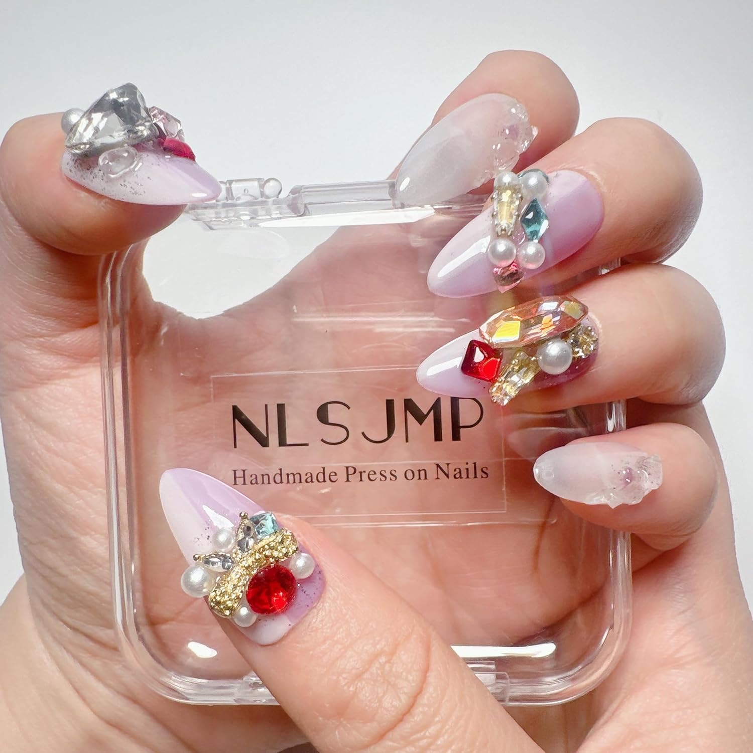 Handmade Purple Gel Press On Almond Nails 10 Pcs Reusable Waterproof Size Large - Image 4
