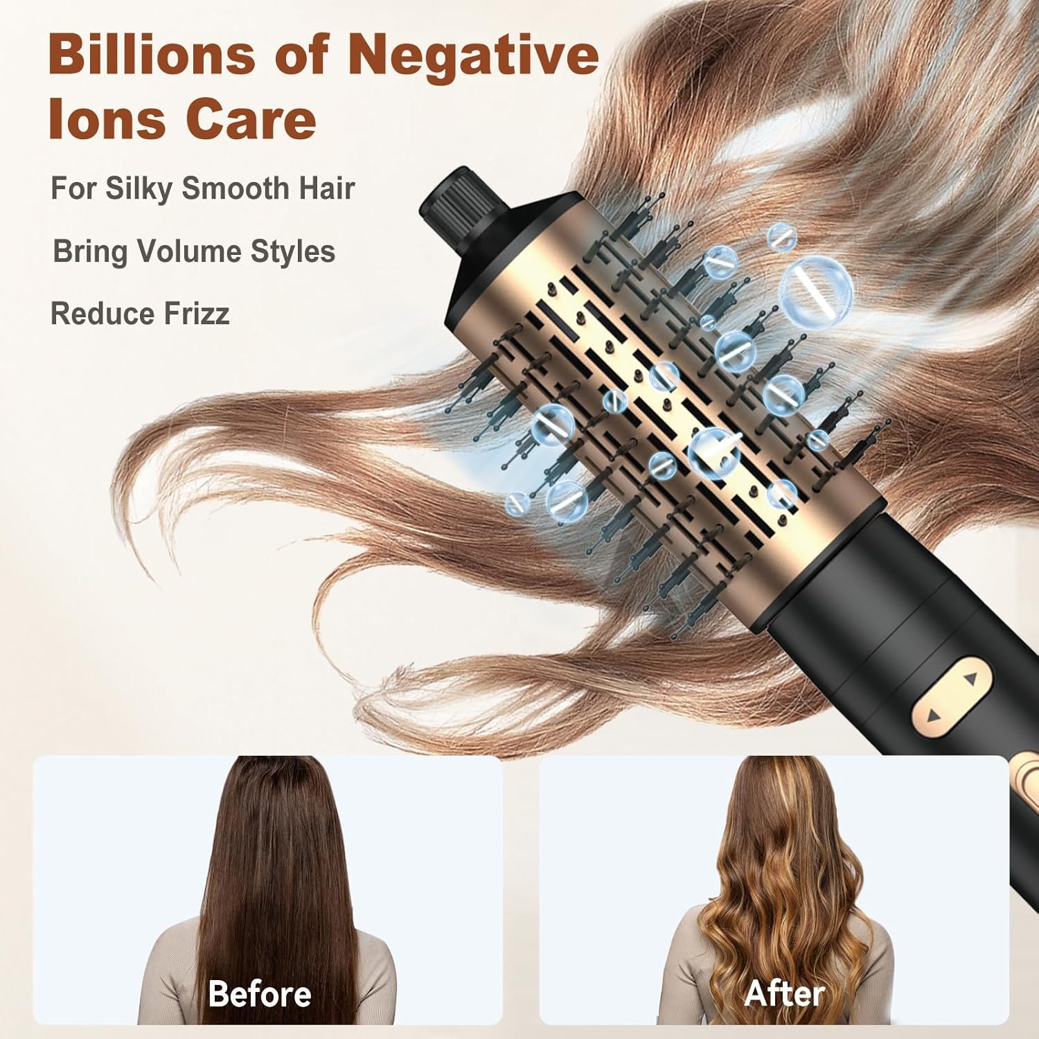 3-in-1 Rotating Hair Dryer Brush Kit with Detachable 2 Inch & 1.5 Inch Brushes and 3 Heat Settings - Image 5