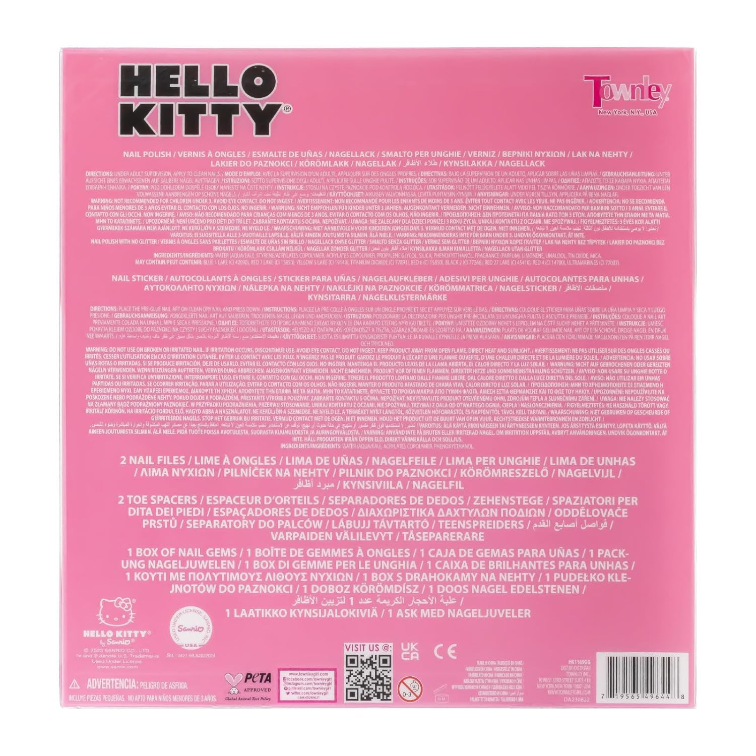 Hello Kitty Kids Peel-Off Water-Based Nail Polish Set, Glittery Opaque Colors with Accessories, Ages 3+, New - Image 9