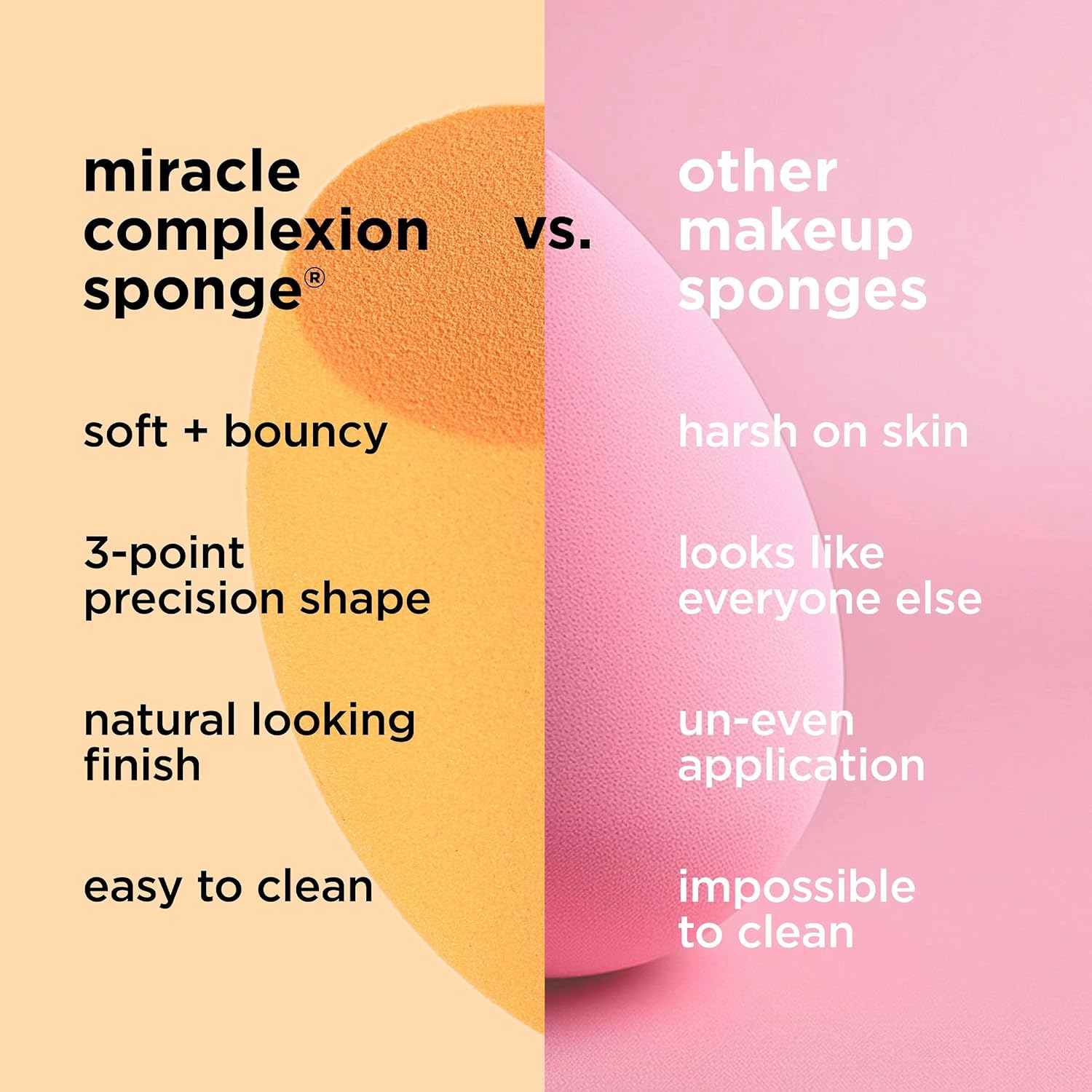 Real Techniques Miracle Complexion Sponge for Liquid & Cream Foundation, Latex-Free Foam, 1 Count, Orange - Image 5