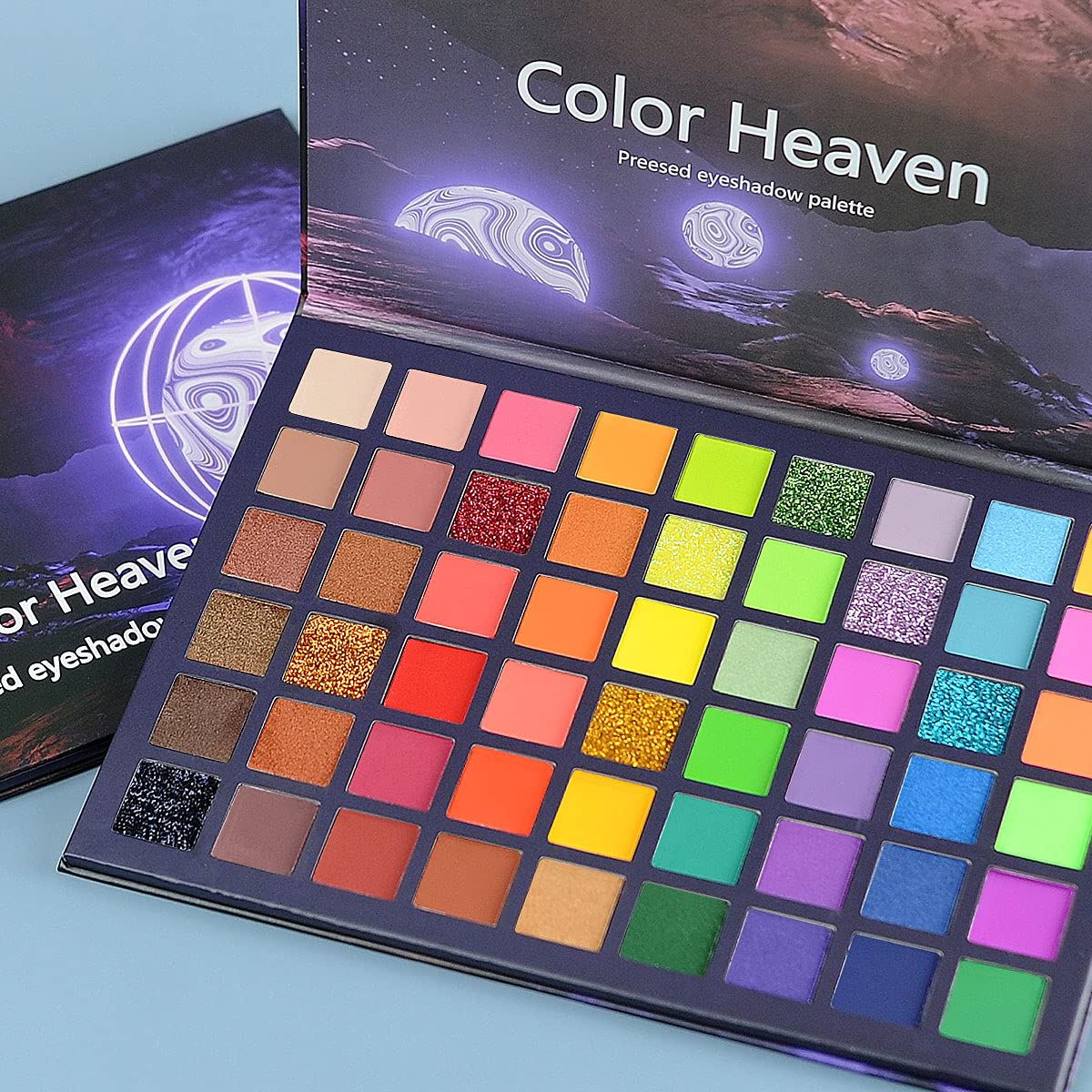 54 Color Neon Green Shimmer Matte Eyeshadow Palette Waterproof Long Lasting Makeup Set - Image 3