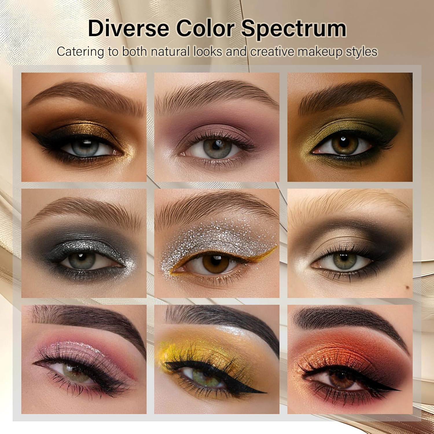 Neutral Naked Nude Smokey Eyeshadow Palette Makeup Kit Matte Glitter Shades with Brushes - Image 4