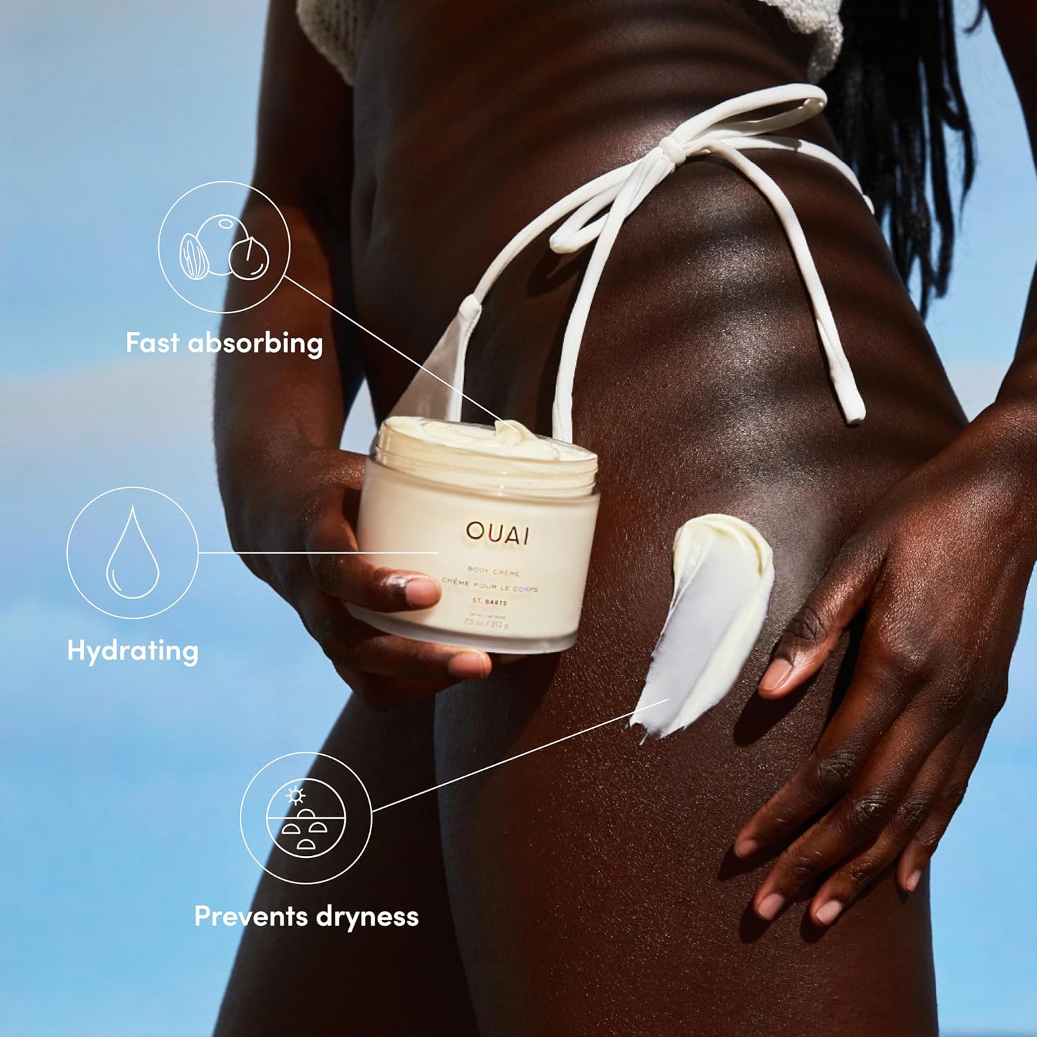 OUAI St. Barts 7.5 Oz Hydrating Whipped Body Cream with Cupuaçu Butter and Coconut Oil - Image 2