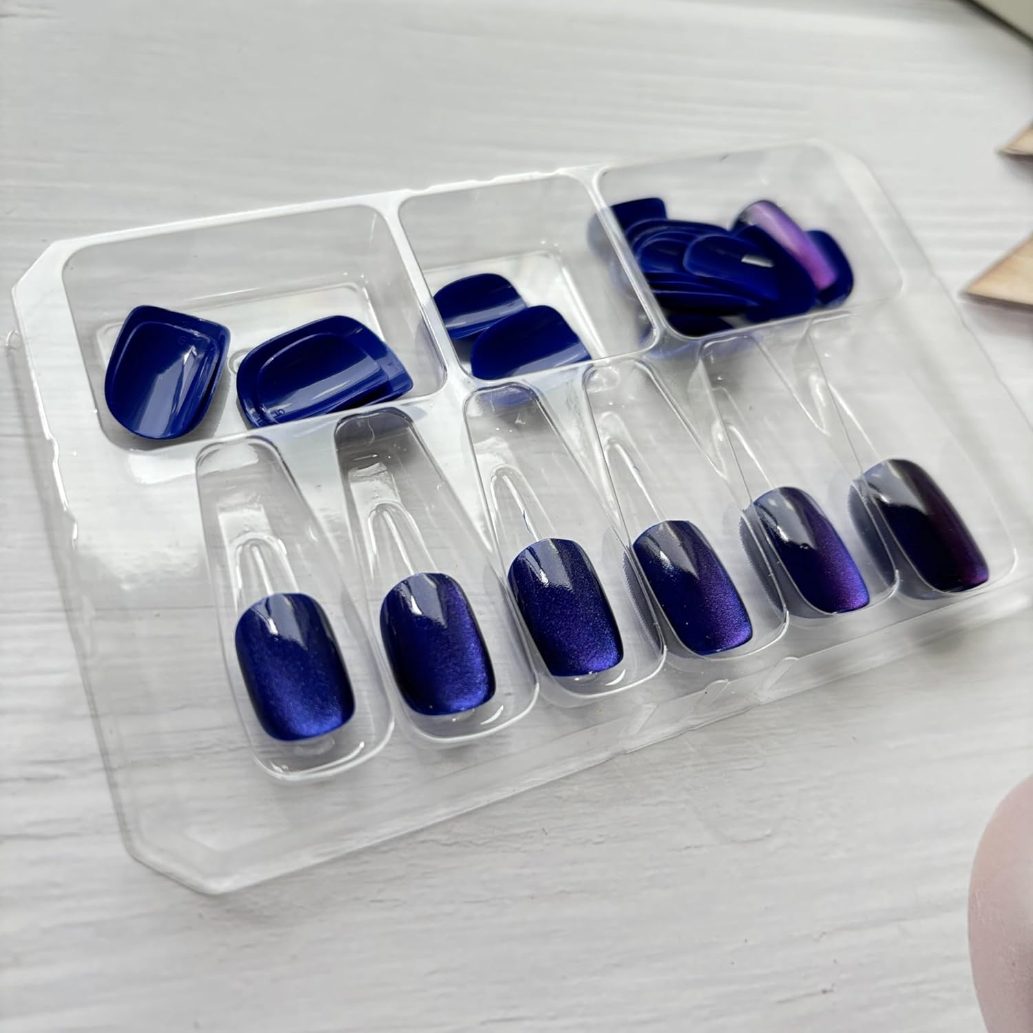 Indigo Medium Square Press-On Nails 24 Count Shiny Solid Color Winter Collection - Image 3