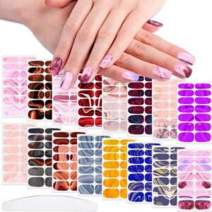 WOKOTO 16 Sheets Marble Design Full Nail Wraps for Women Girls Nail Polish Stickers for Nails Gradient Gel Polish Strips Stickers Nails for Women Girls Gel Nail Stickers Stick On Nails Color Strips