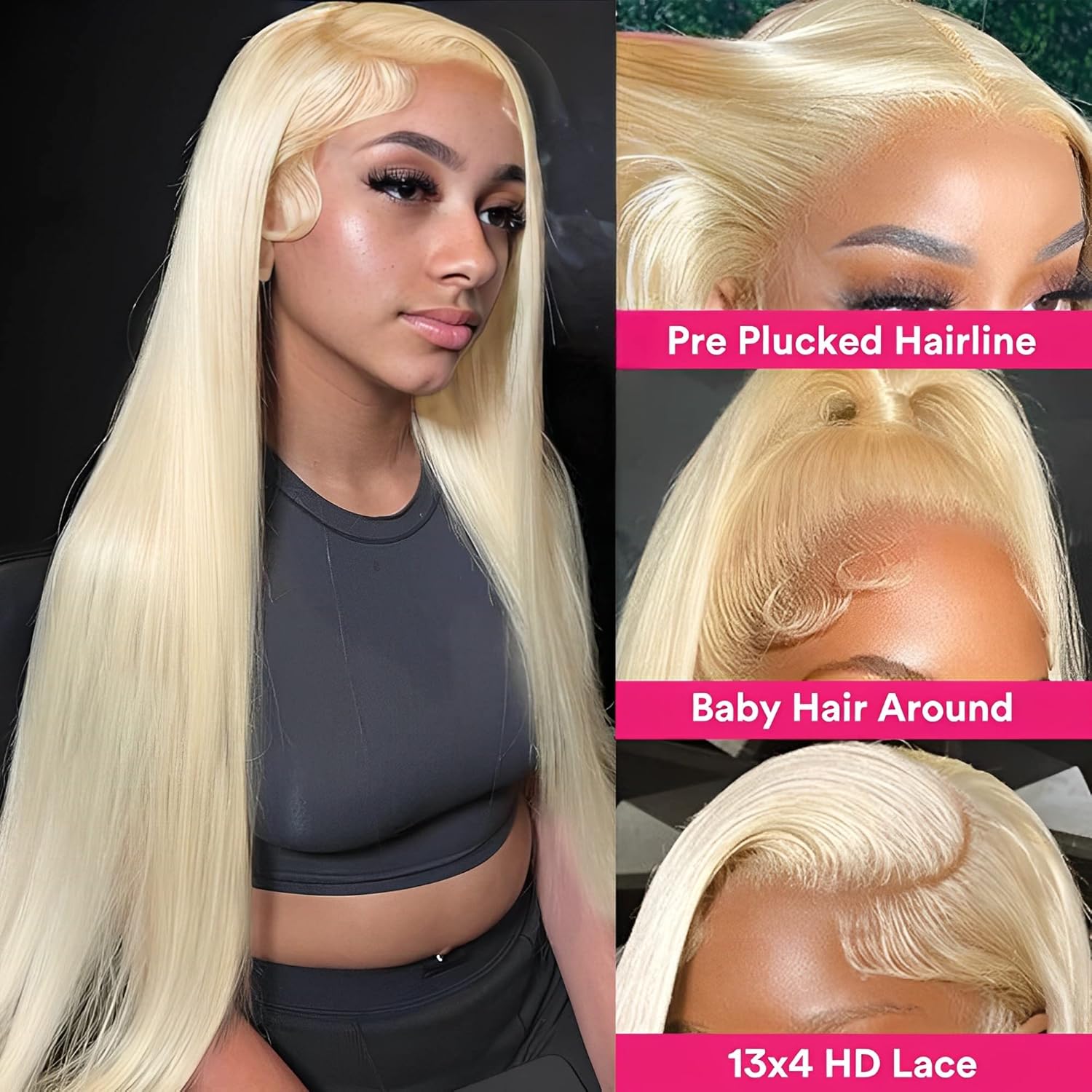 18 Inch 13x4 Blonde 210% Density Glueless Pre Plucked Human Hair Lace Front Wig - Image 2