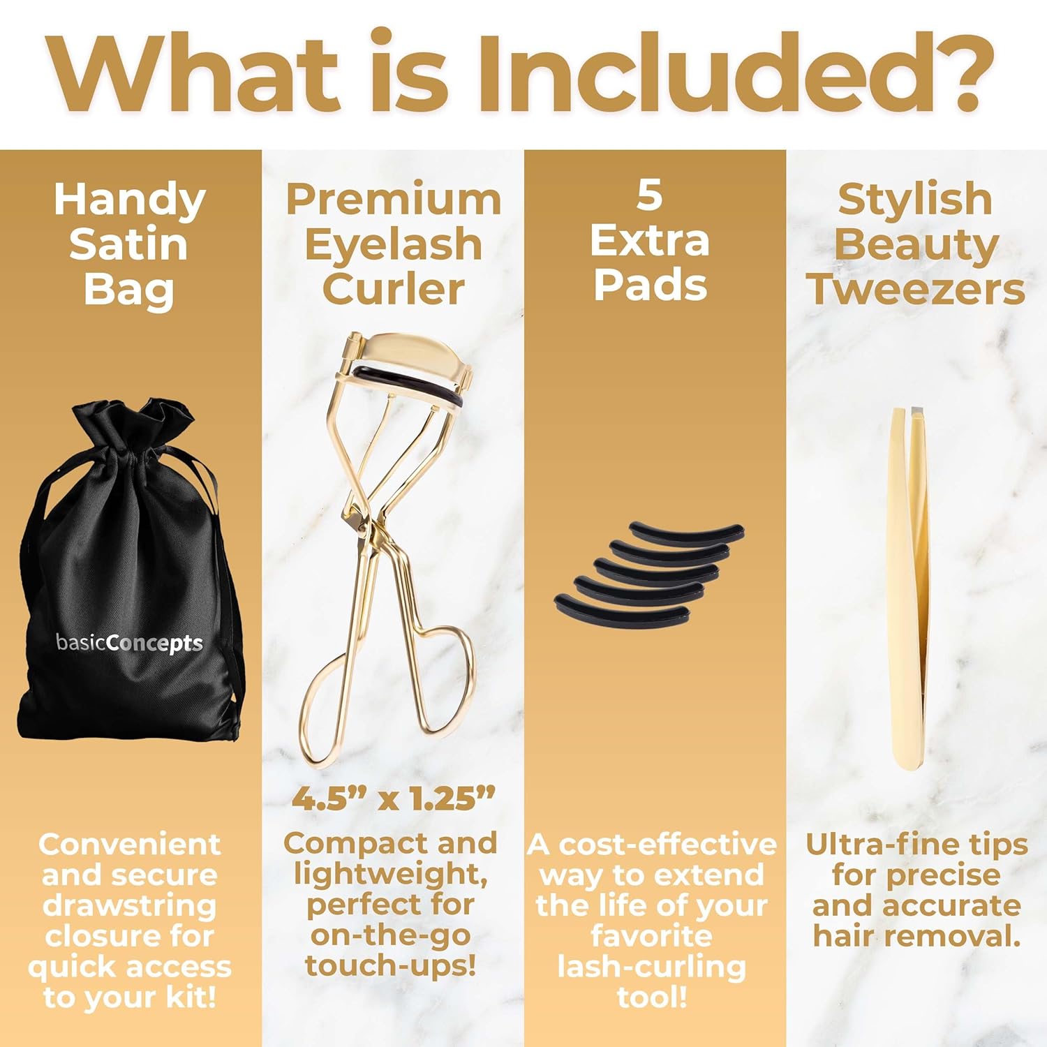 Gold Eyelash Curler Kit with 5 Refills for Perfectly Lifted Lashes - Image 7
