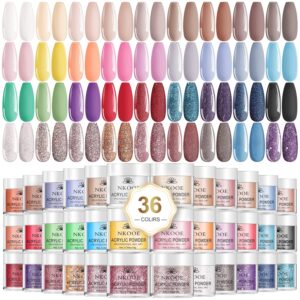 36 Colors Acrylic Nail Powder Set (10g/0.35oz Jars), Quick-Dry, Odorless, Non-Toxic, Easy-to-Blend, Ideal for DIY Nail Art & Salon Professionals - Perfect Gift for Nail Enthusiasts