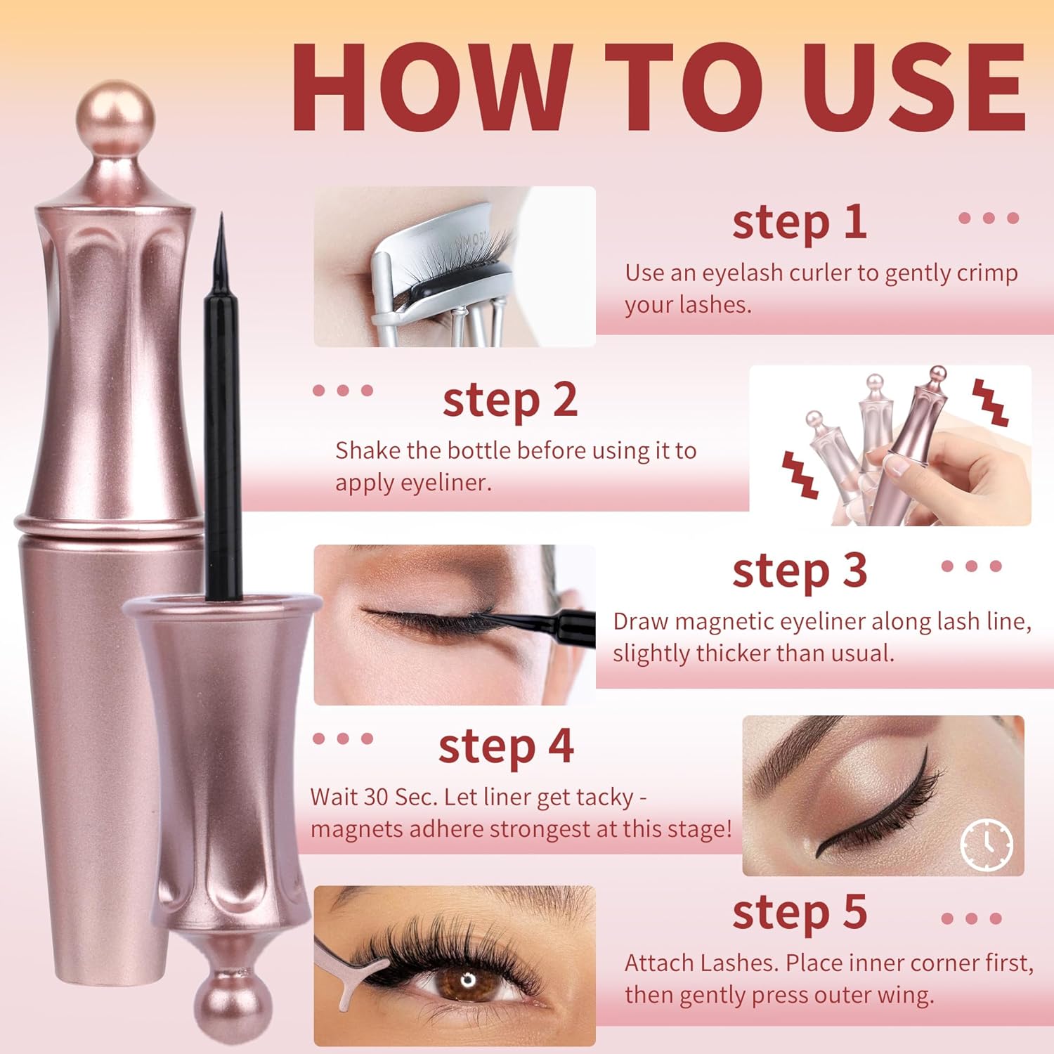 New! Magnetic Eyelashes Kit for Effortless Cat Eye Look, 5 Pairs Included - Image 6