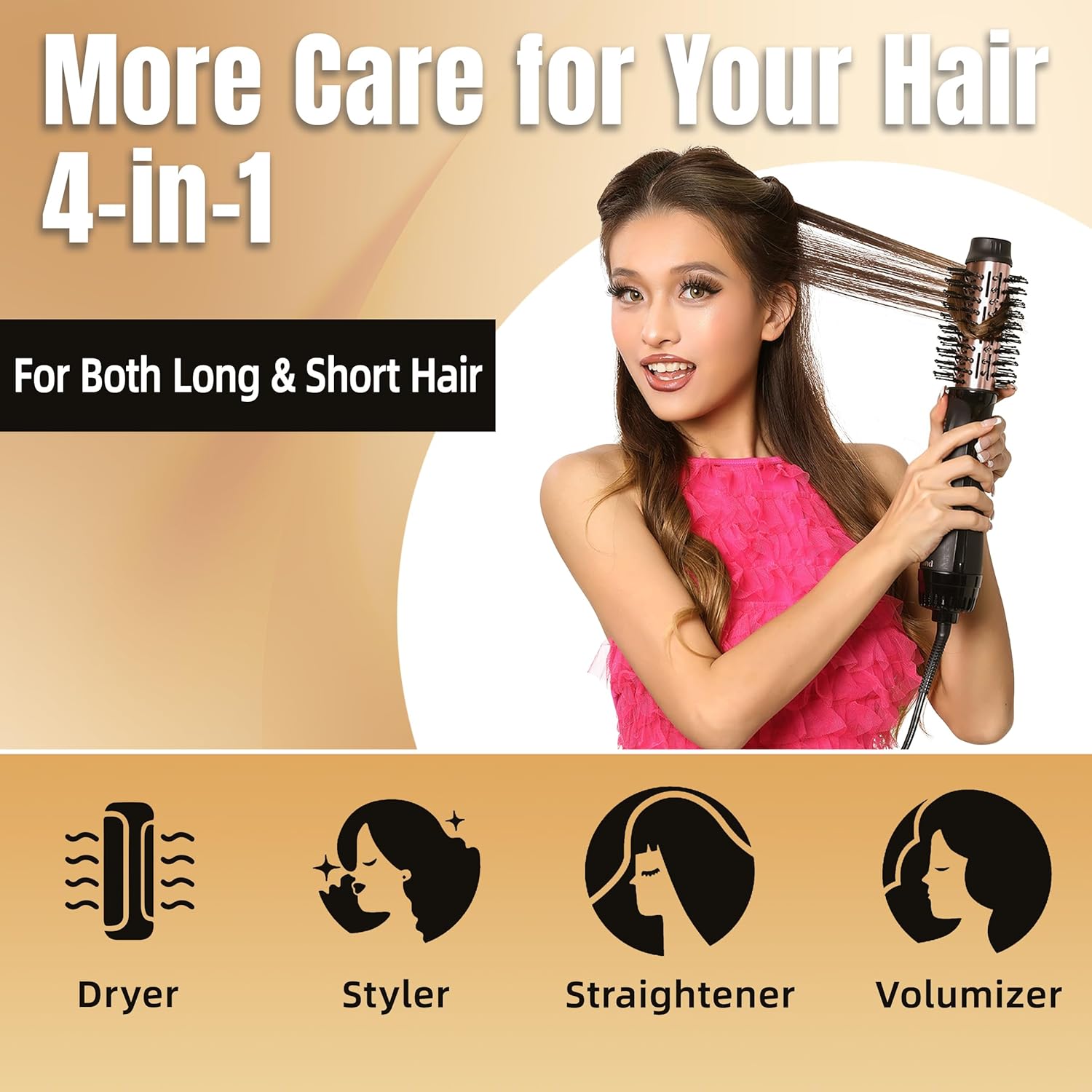 2-in-1 Professional Hair Dryer Brush Styler Volumizer 3 Heat Settings - Image 8