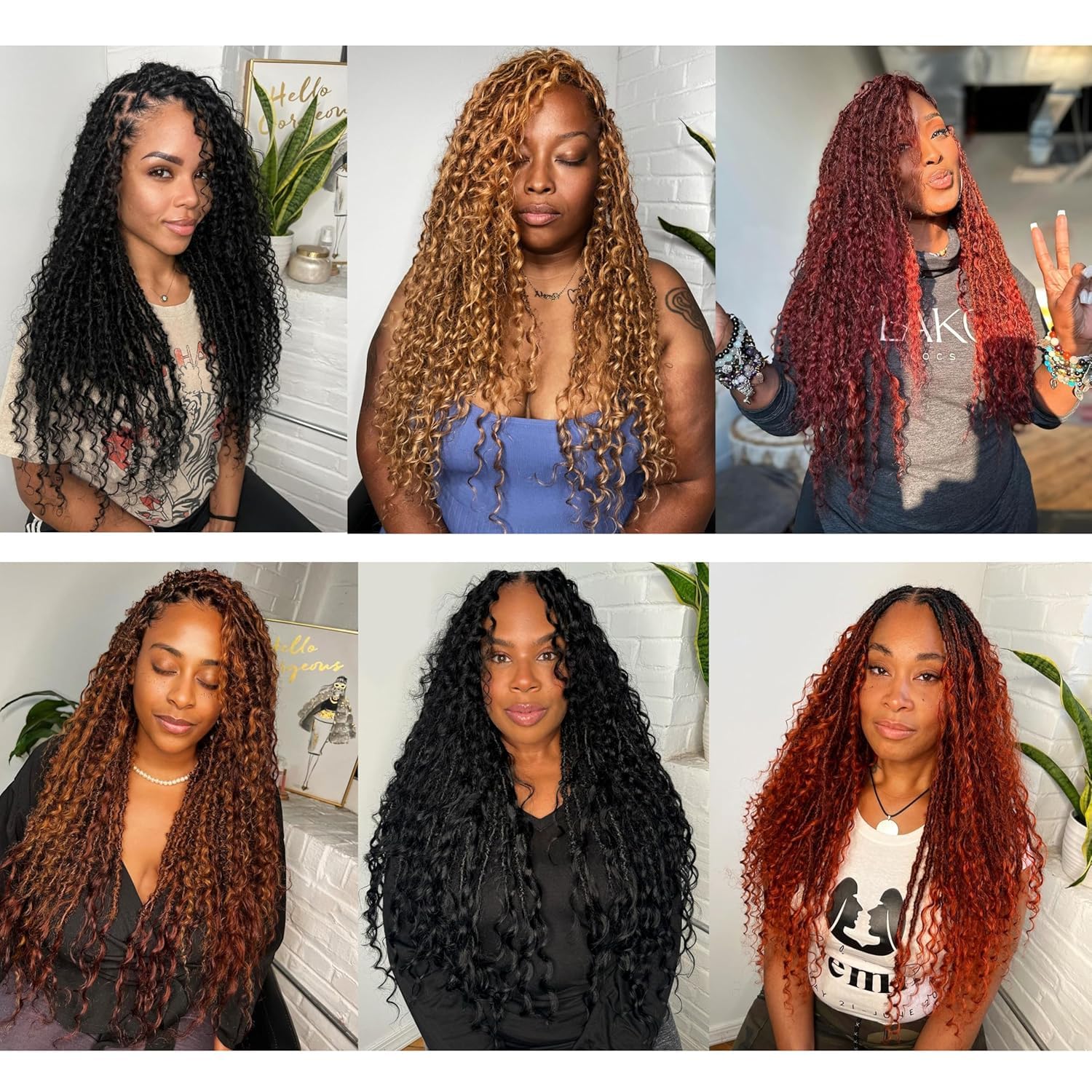 Boho Faux Locs 24 Inch Pre-Looped Crochet Hair with Curly Protein Fiber for Women - Image 7