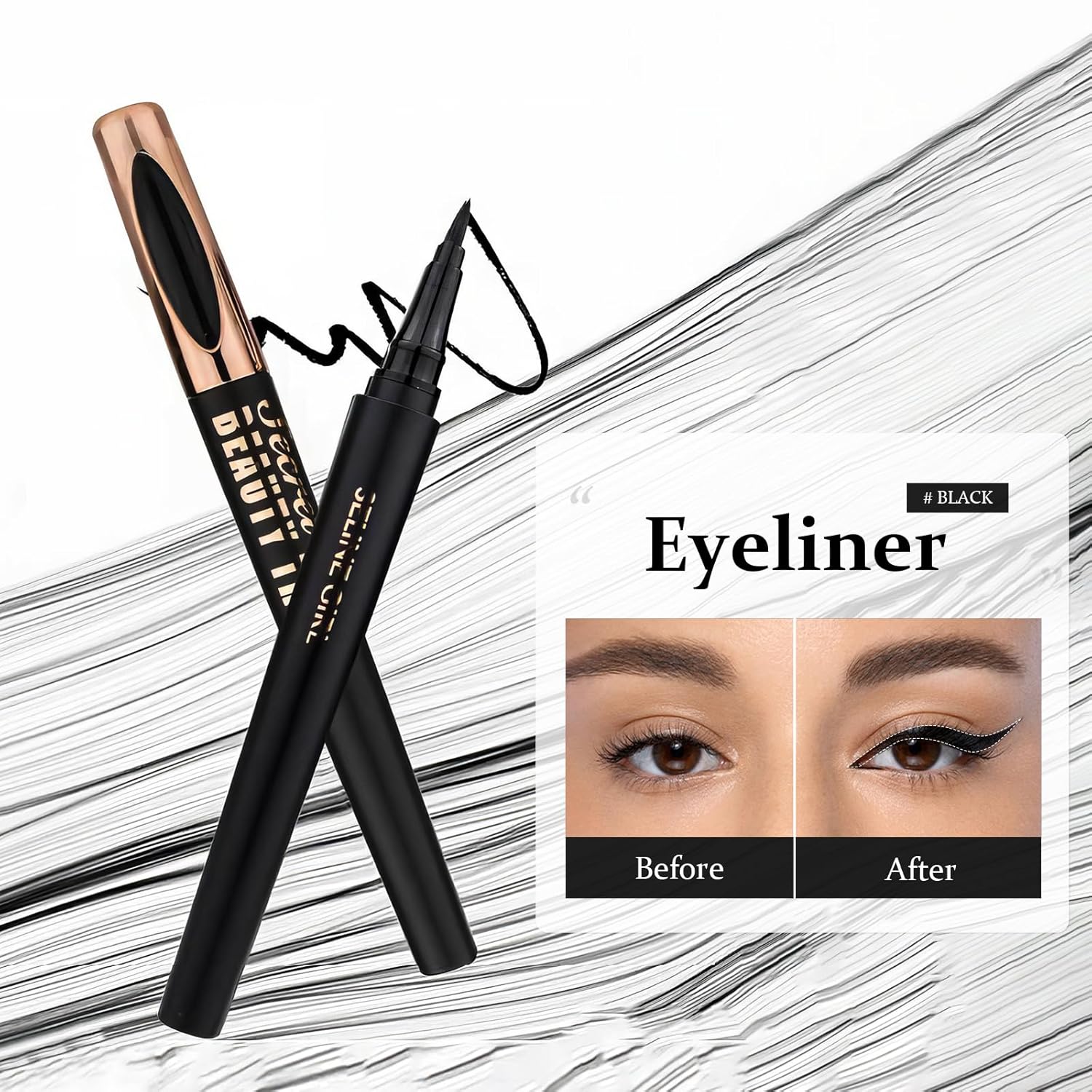 Ultra-Fine Tip 0.1mm Waterproof Smudge-Proof Liquid Eyeliner Black 1.5ml Capacity - Image 2