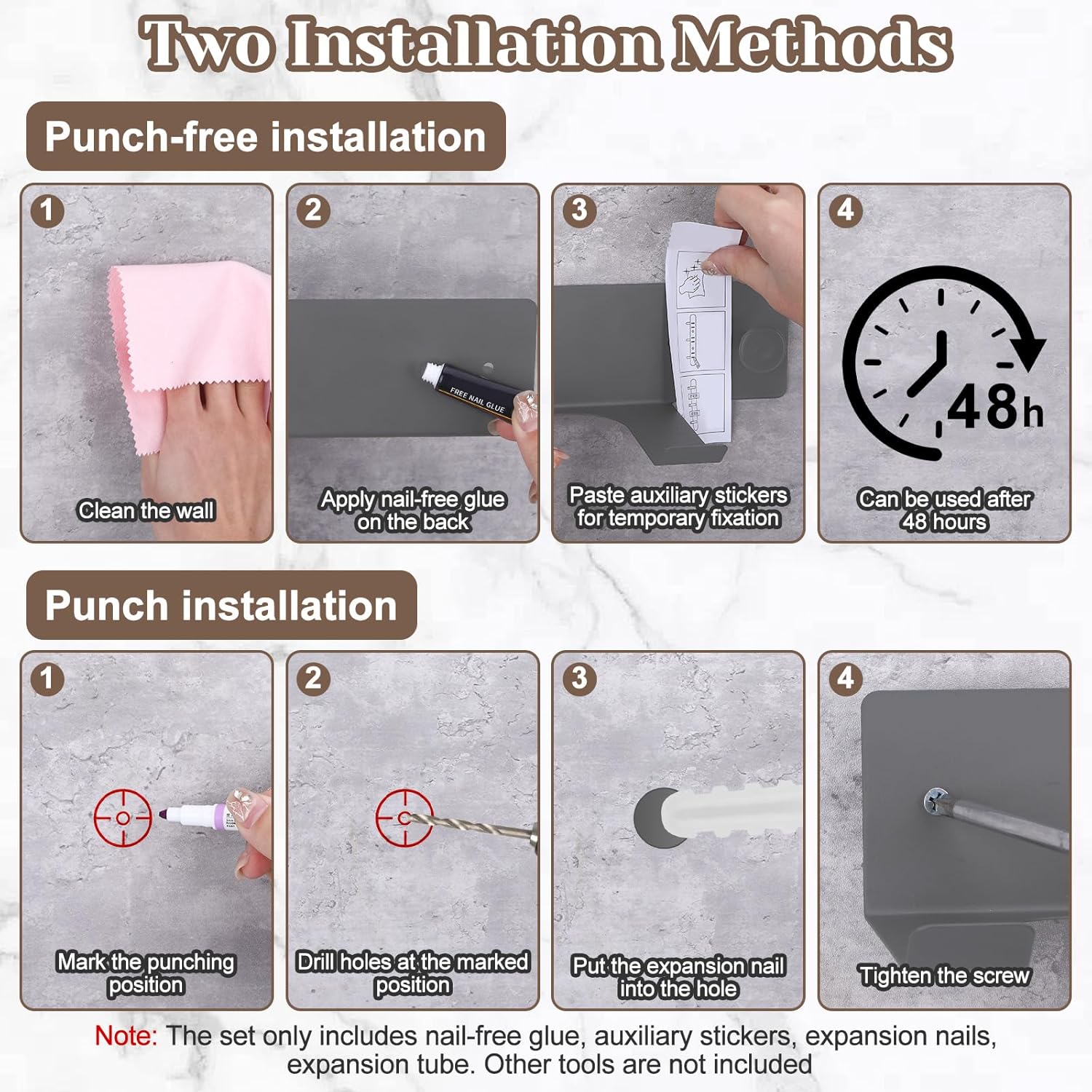 Hair Dryer Holder Wall Mounted, Self Adhesive Stainless Steel Hairdryer Holder for Bathroom No-Nail Adhesive, Enlarged 1.85-Inch Aperture Compatible with Dyson Blow Dryer Fits Most Hairdryer,Sliver - Image 6