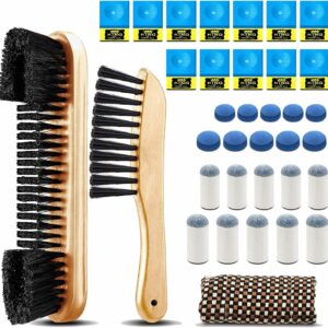 7 Set Pool Table Brush Set Including 2 Pool Table Brushes and 1 Cue Shaft Cloth 12 Pieces Pool Cue Chalk Cubes 20 Pool Table Accessories