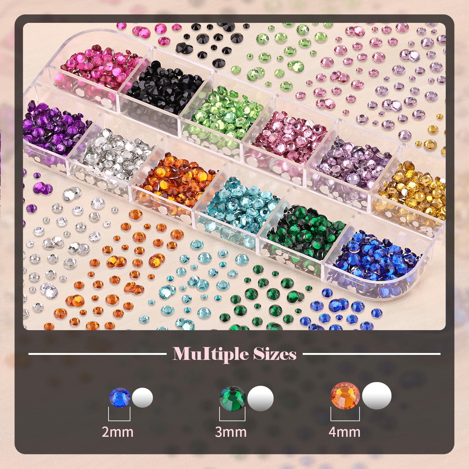 15ml Nail Art Rhinestone Glue Gel Kit with 2 Boxes of Assorted Gems - Image 3