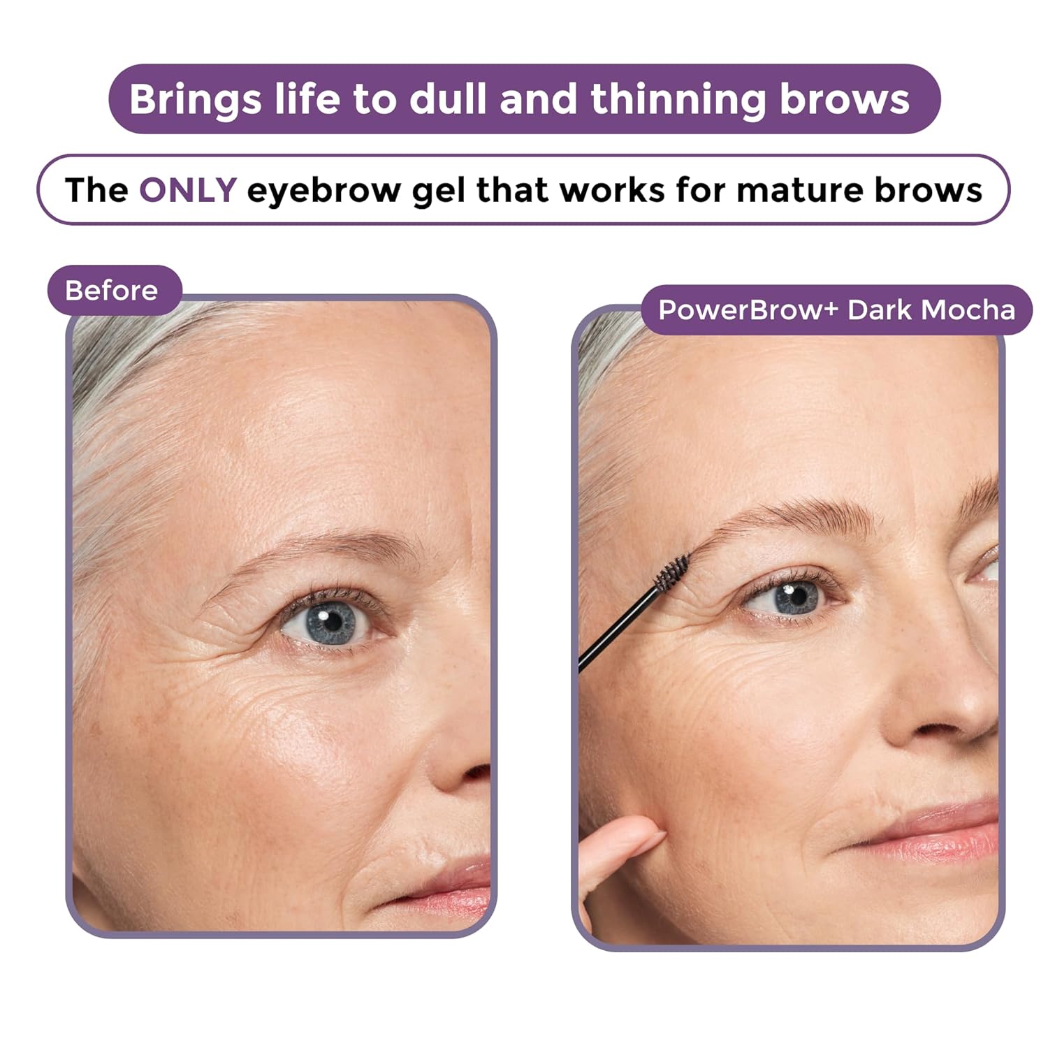 PowerBrow+ Tinted Eyebrow Gel 2-in-1 Medium Brown 0.25 oz for Mature Skin - Image 7