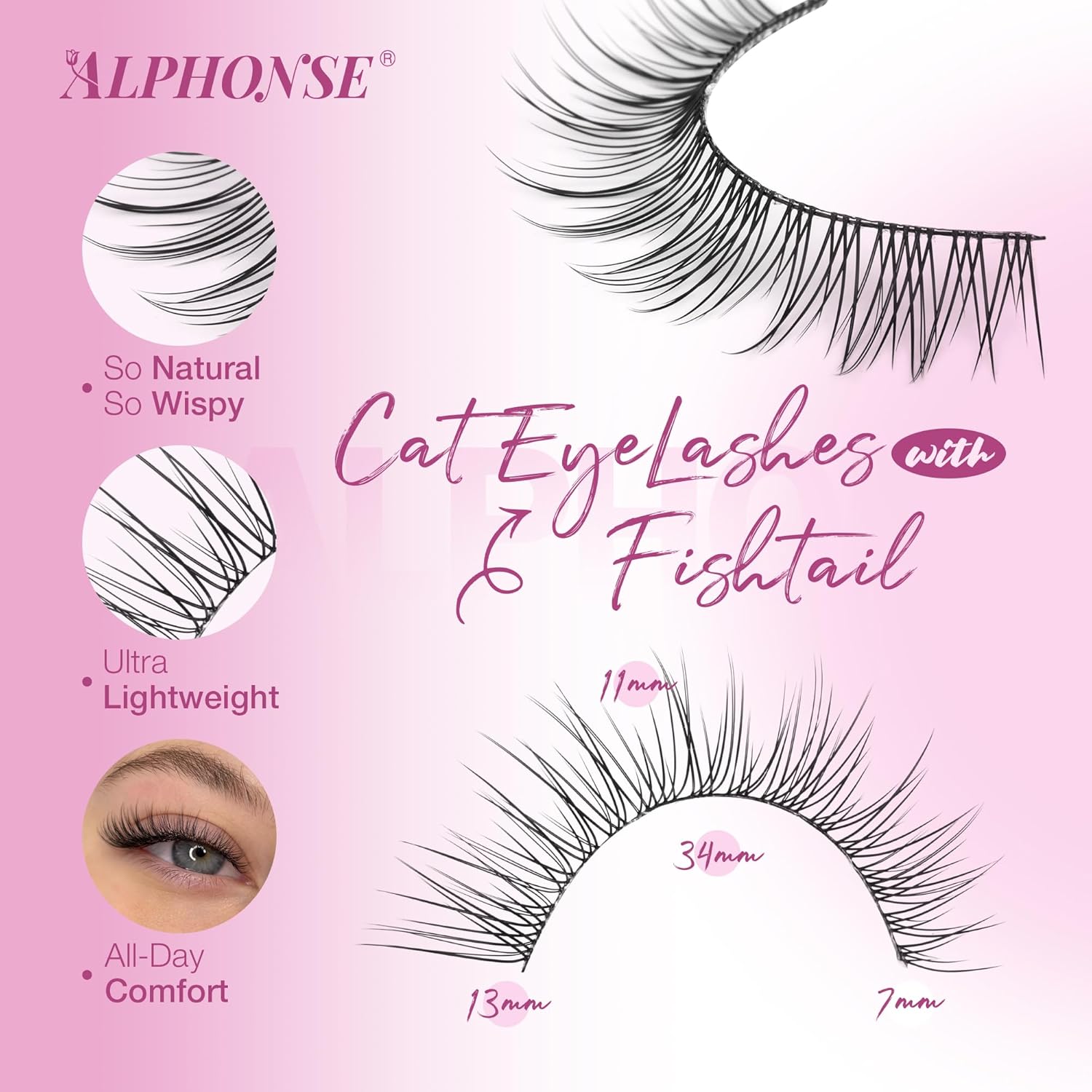 ALPHONSE 10 Pairs Wispy Cat Eye False Eyelashes 13mm Short Lash Strips - Image 2