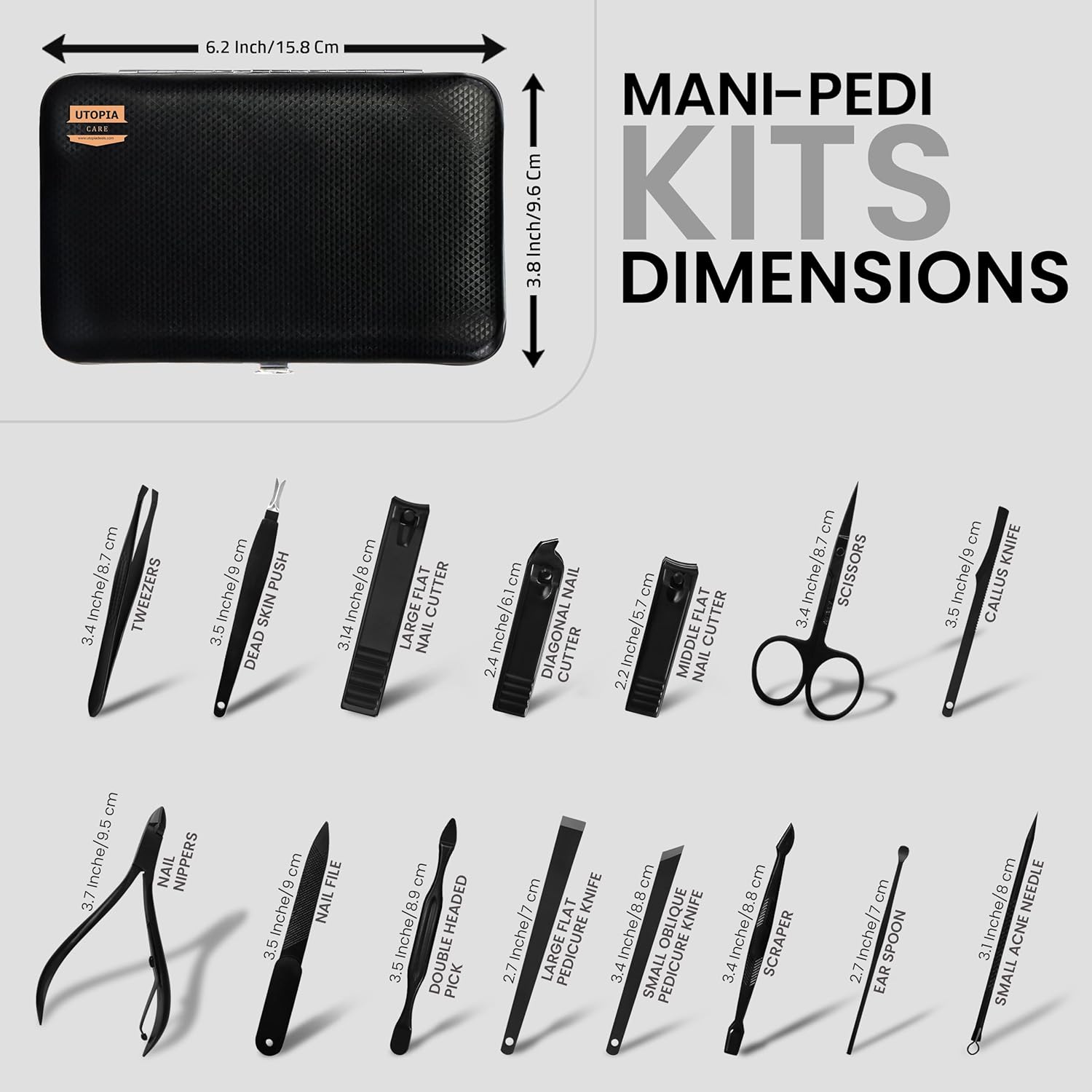 Utopia Care 15-Piece Manicure Set for Men and Women with Travel Case and Nail Clippers - Image 3