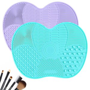 Sibba Makeup Brush Cleaner Mat 2 PCS Silicone Cleaning Sponge Bowl Make Up Pad Cleanser Paint Brushes Tools Solution Shampoo Erasers Washing Scrubber Removes Cosmetic Cup Washer Drying Rack Clean