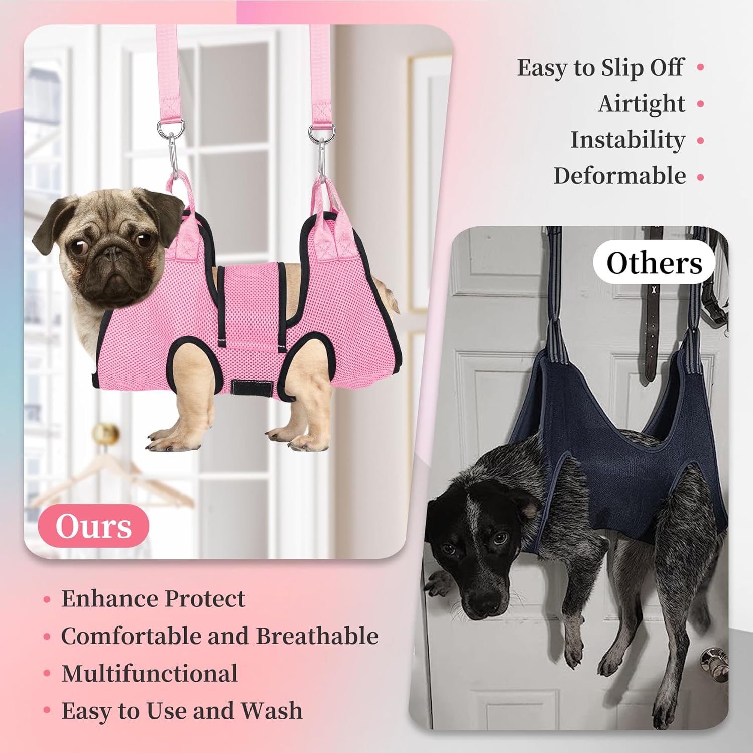 PatienceET Pink Pet Grooming Hammock for Dogs and Cats Size S with Security Strap - Image 6