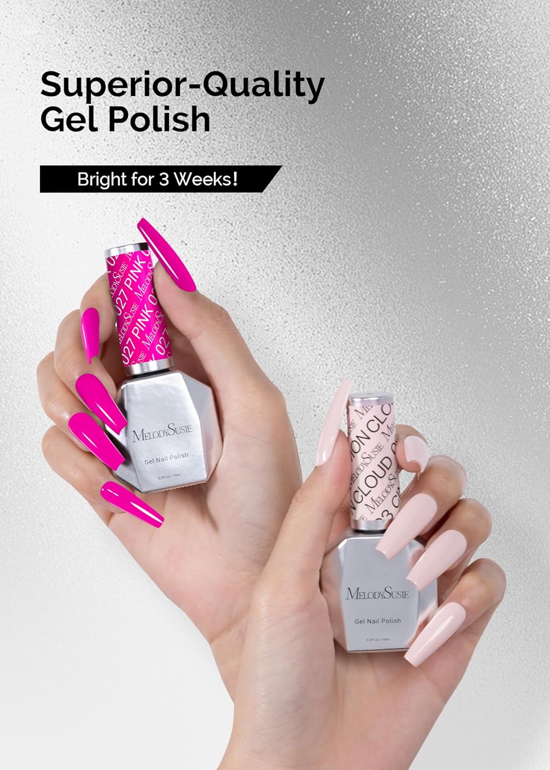 MelodySusie 2 Pcs 15ml Neon Pink and Macaron Pink Thick Gel Polish Kit for Nail Art - Image 7