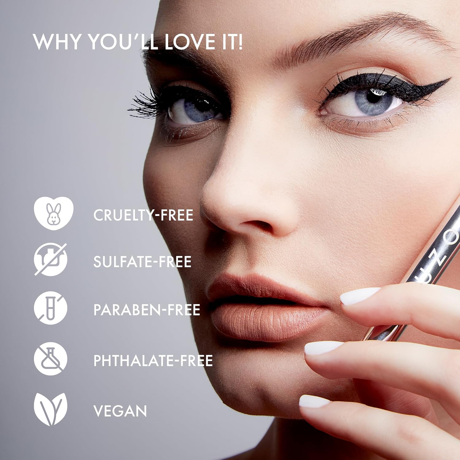 UZO Waterproof Liquid Eyeliner Precise Felt Tip High Pigment Long Lasting Vegan 0.1 oz - Image 5