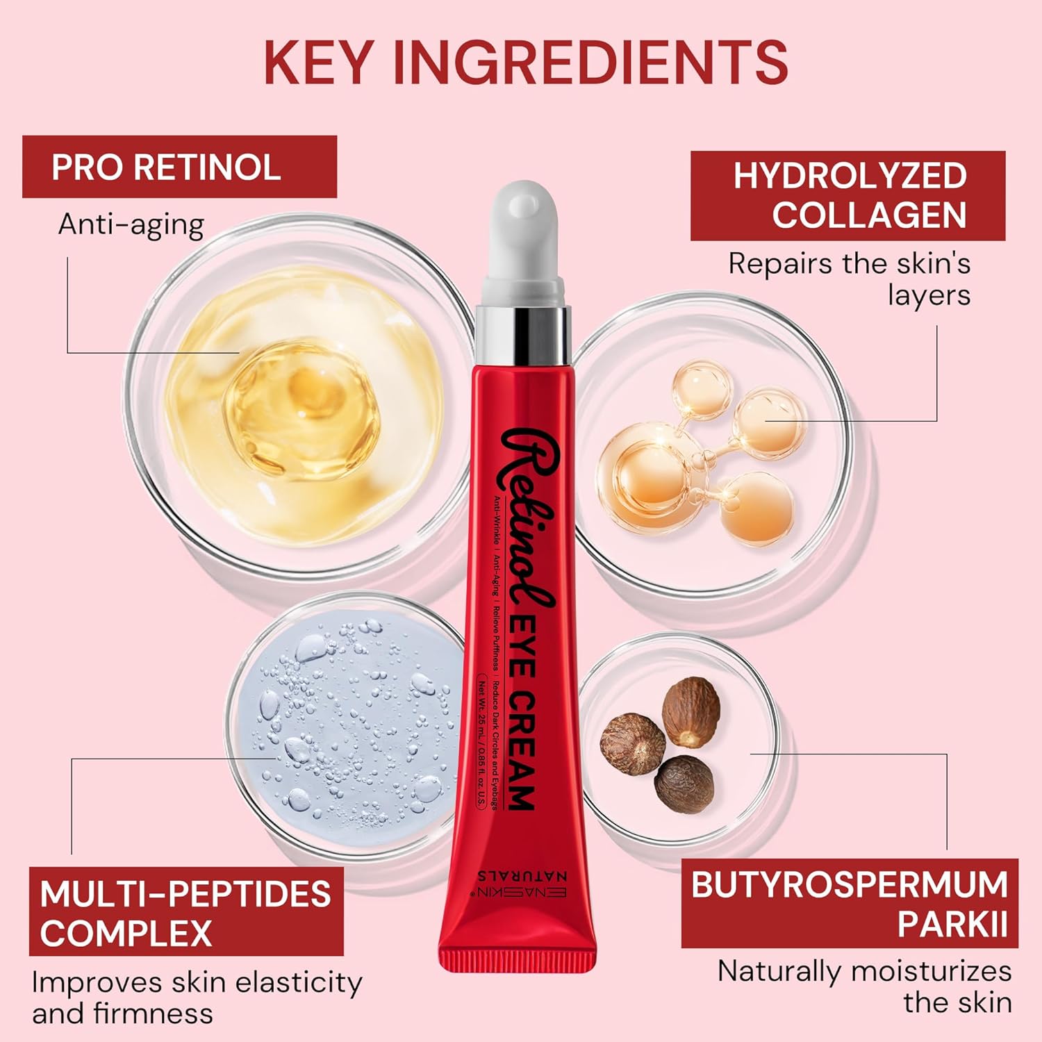 Retinol Polypeptide Anti-Aging Eye Cream for Wrinkle and Dark Circle Reduction 0.85 Fl Oz - Image 4