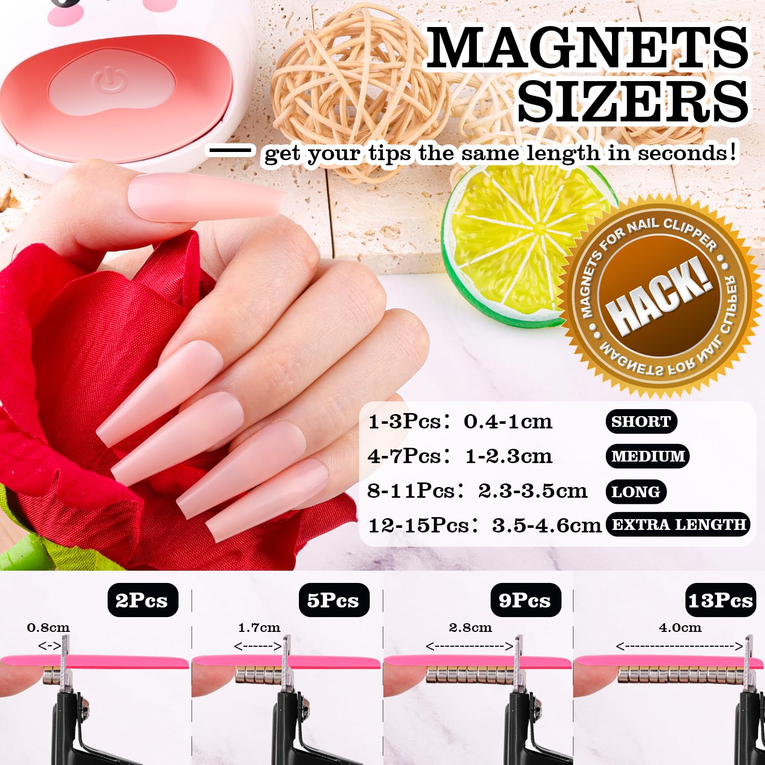 Black Premium Adjustable Nail Clippers with Magnetic Sizers for Acrylic Nails, Stainless Steel Trimmer Tool - Image 3