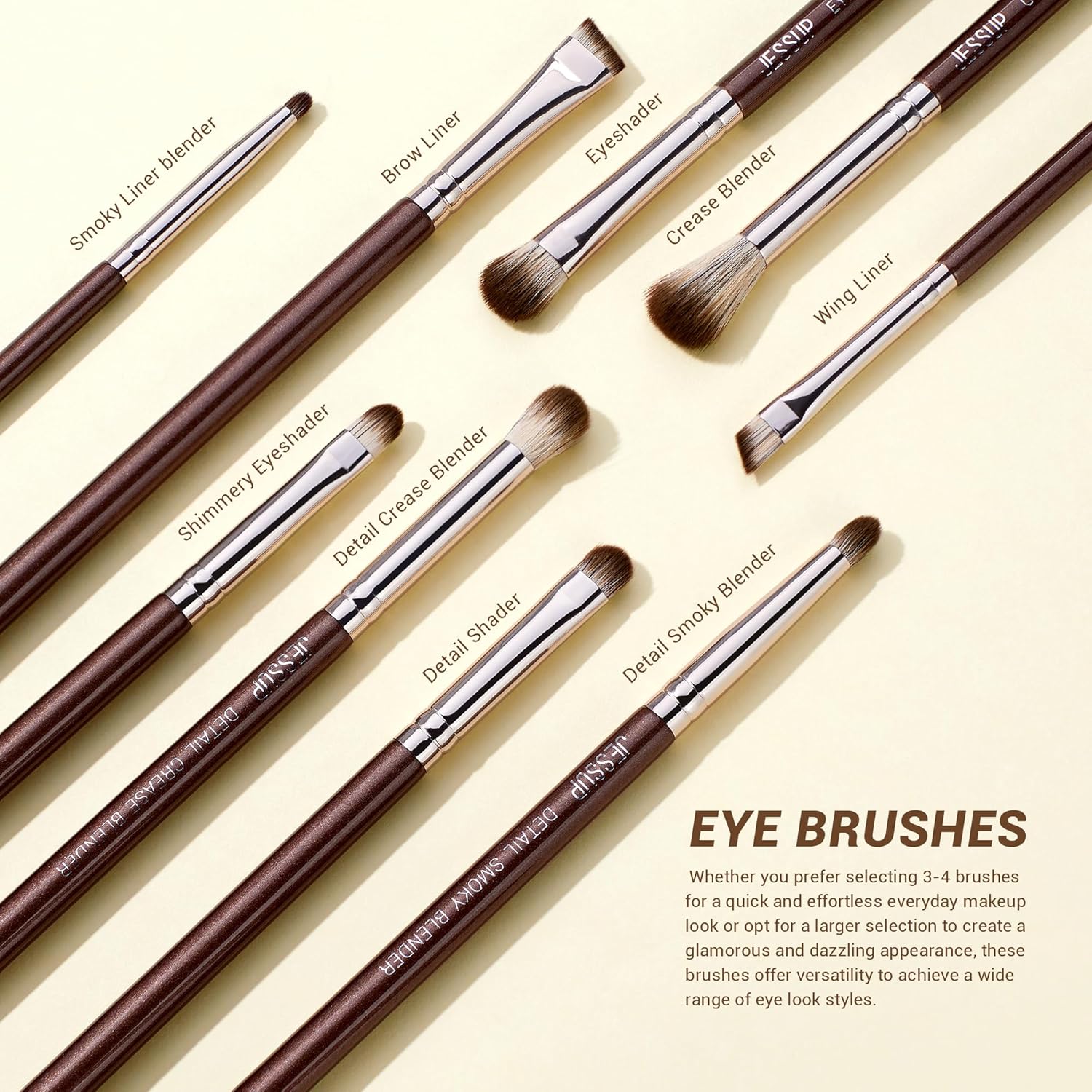 Jessup 15-Piece Brown Makeup Brush Set Premium Synthetic Brushes for All Needs - Image 5