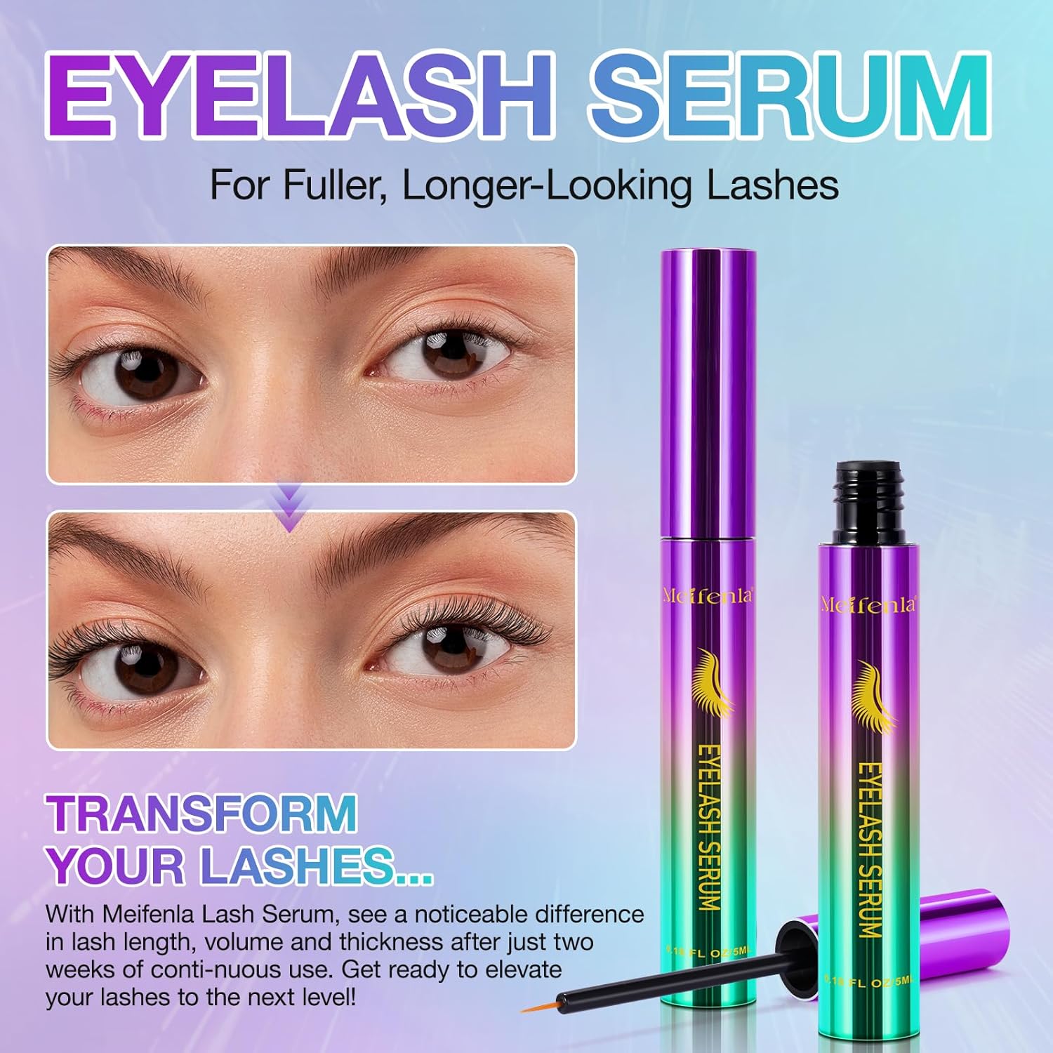 Lash Growth Serum for Thicker Fuller Longer Lashes Sensitive Eyes Gentle Formula - Image 2