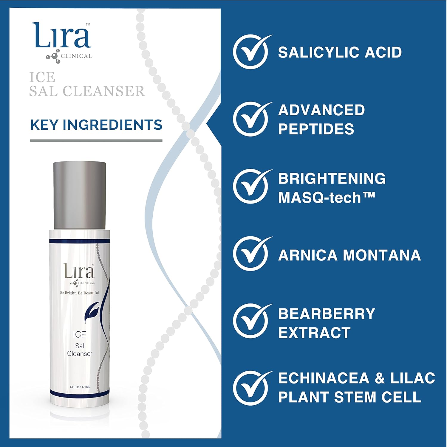 Lira Clinical ICE Salicylic Acid Face Wash 6 Oz with Plant Stem Cells and Peptides - Image 5