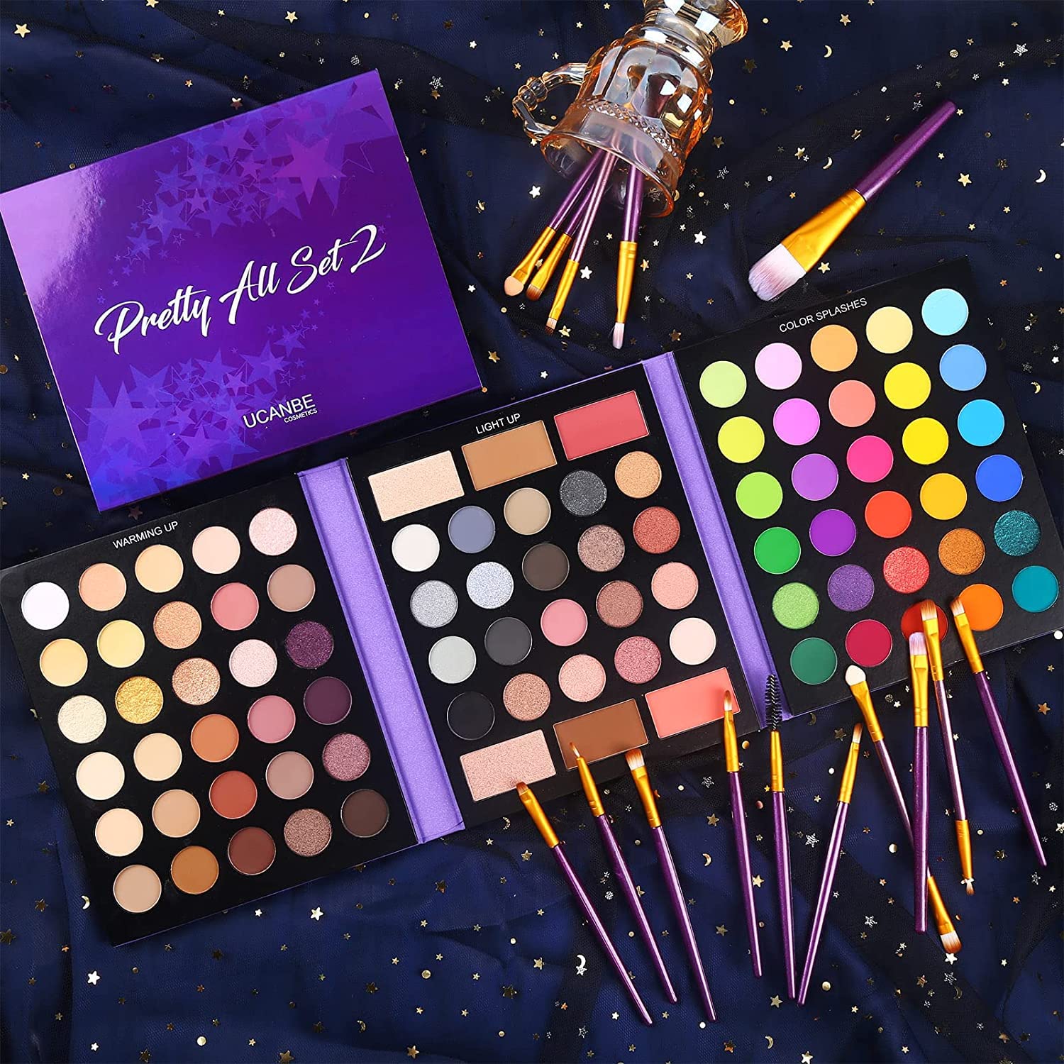 UCANBE 86 Colors Nude Eyeshadow Palette with 15 Makeup Brushes Set, Waterproof and Long Lasting - Image 2
