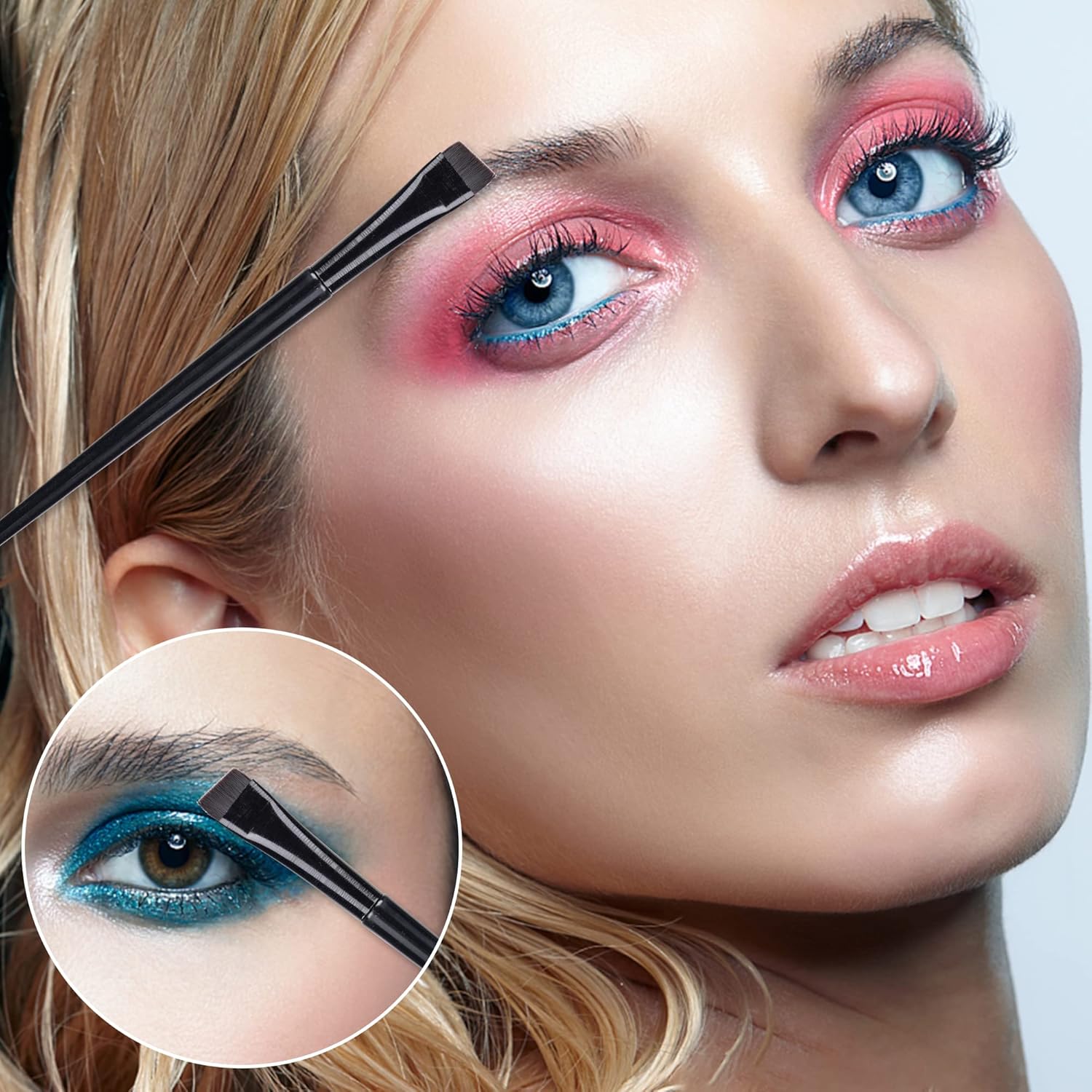 16 Piece Eyeliner and Eyebrow Brush Set Flat Tapered Brushes Makeup - Image 5