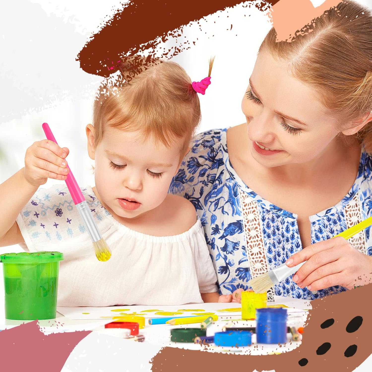 8 Piece Toddler Washable Chubby Paint Brush Set for Kids Crafts - Image 7