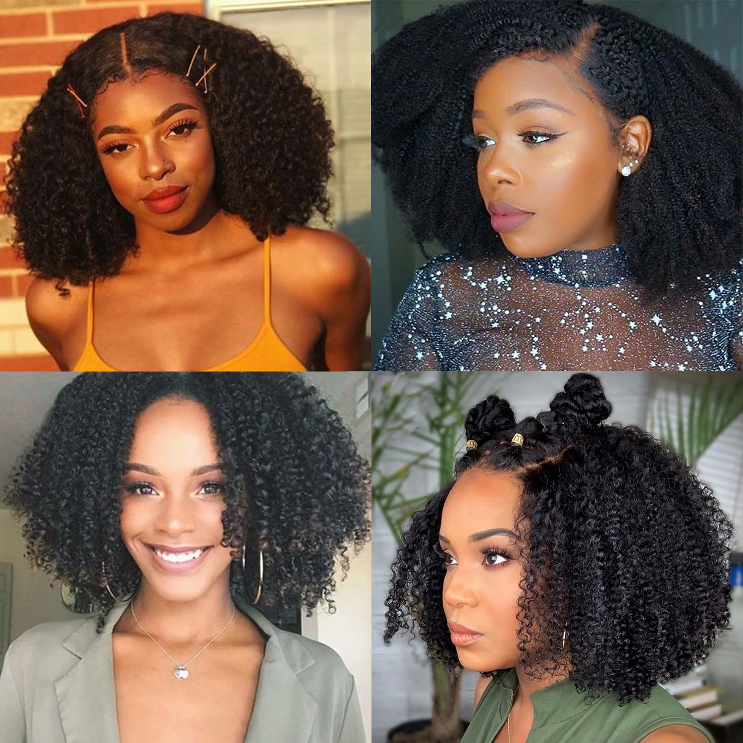 16 Inch Kinky Curly Human Hair Glueless Lace Front Wig with Baby Hair - Image 4