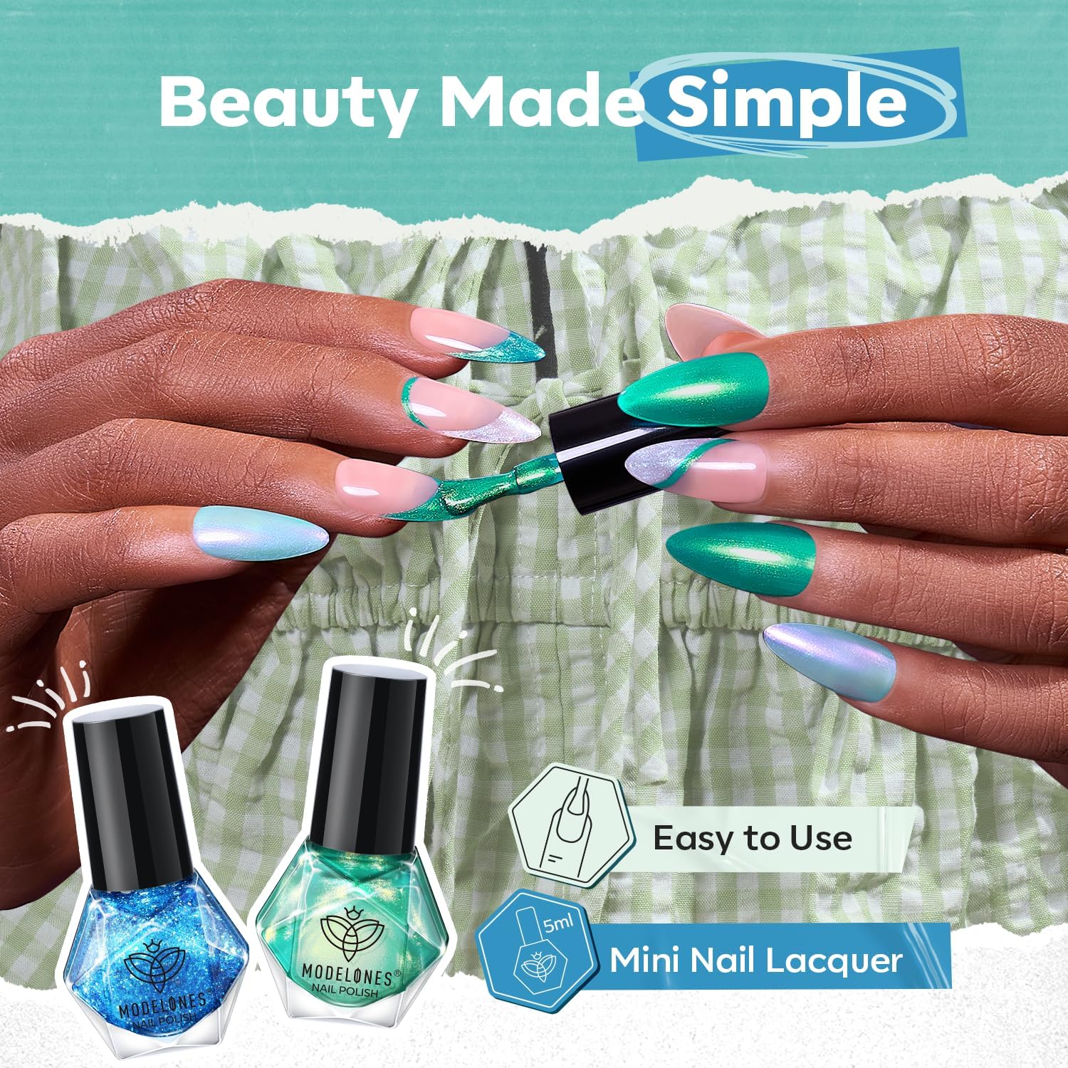 Modelones Mini Nail Polish Set 6 Quick Dry Colors Glitter Finish for DIY Manicure - Image 3