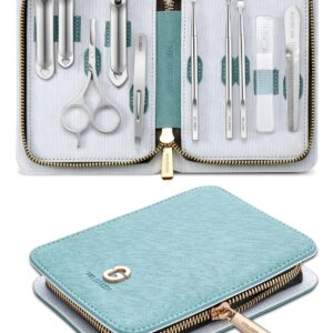 MR.GREEN Manicure Kit 10 in 1, German Stainless Nail Clippers Set, Professional Personal Nail Care Kit Manicure Pedicure Set, Portable Travel Nail Kit with Exquisite Leather Case for Men & Women