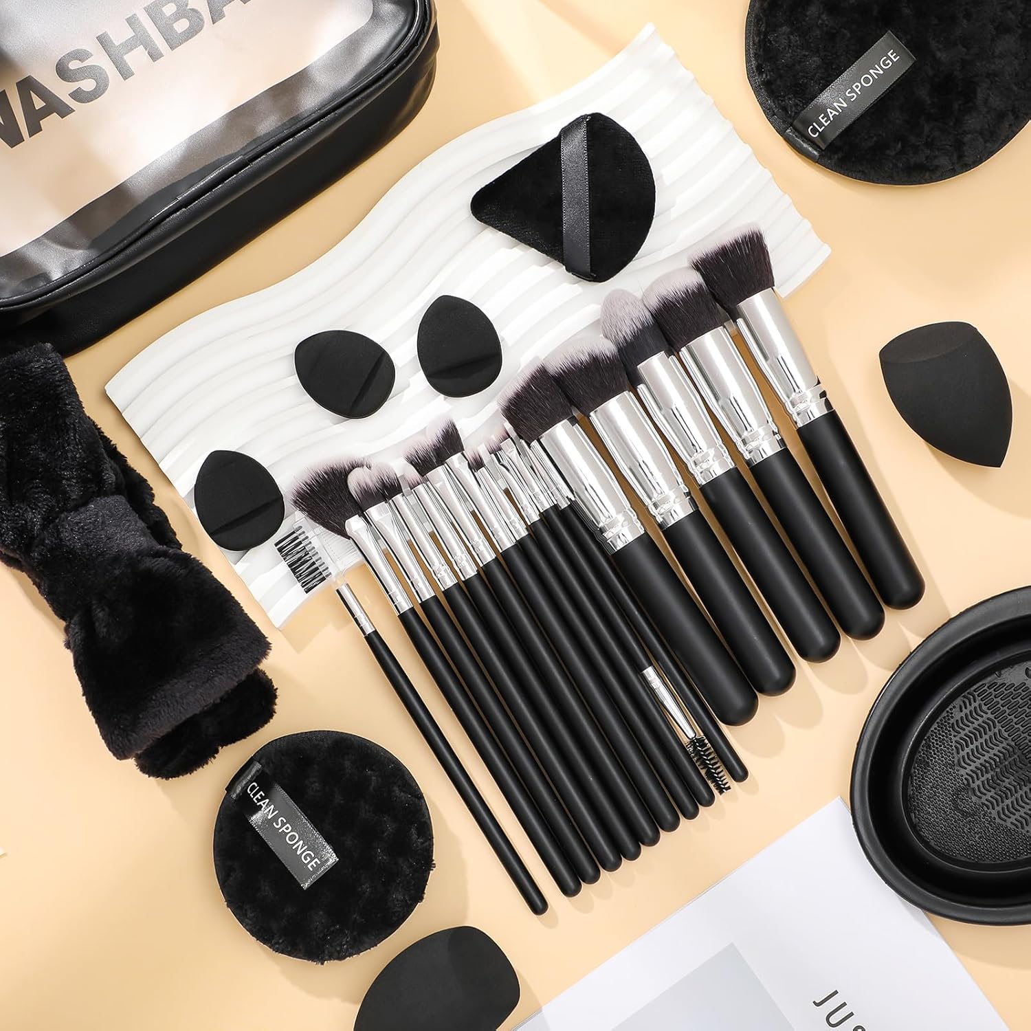 39-Piece Professional Makeup Brush Set with Sponge, Storage Bag, and Cleaning Tools for Women - Image 2