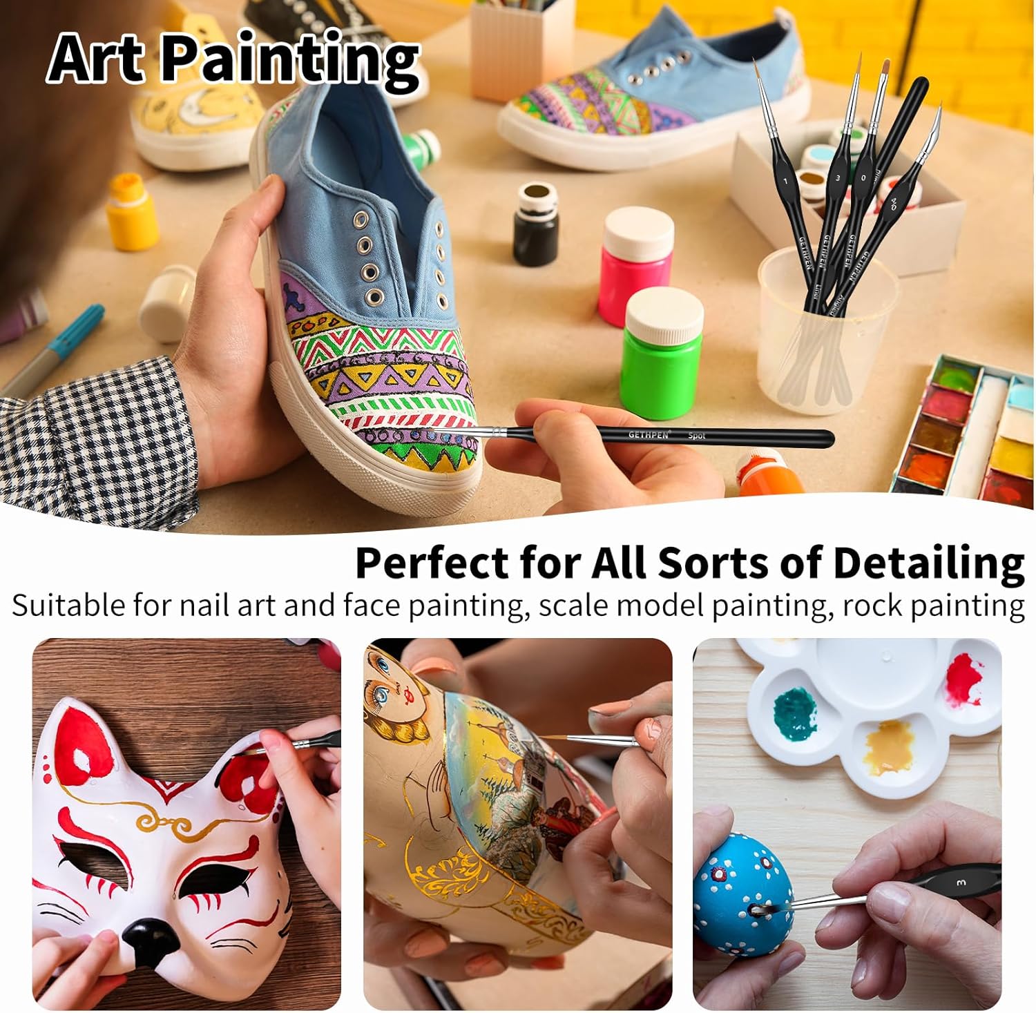 15 Piece Extreme Detail Paint Brush Set for Acrylic Watercolor Oil Fine Detailing - Image 4