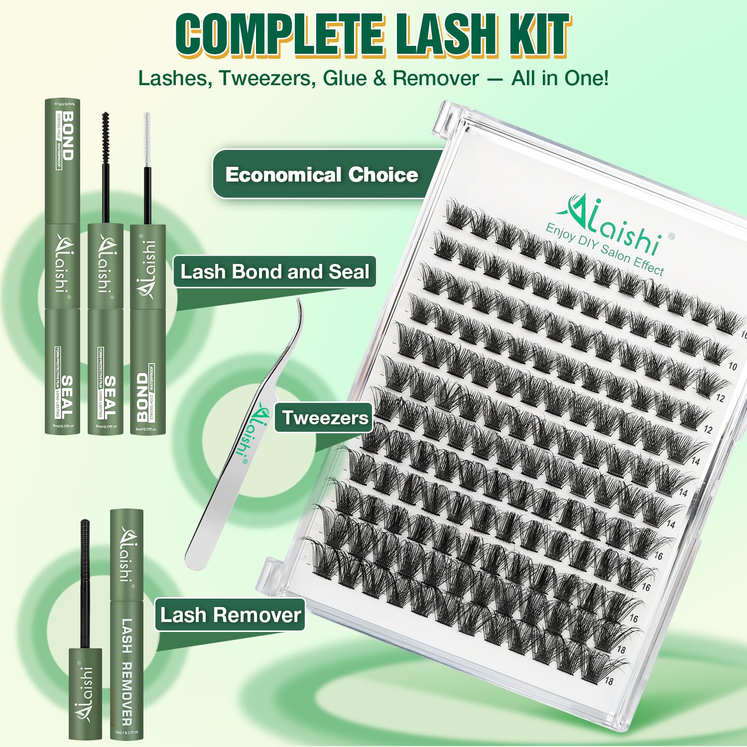 DIY 3D Cluster Eyelash Extension Kit 144 Fluffy D Curl Lashes and Application Tools - Image 2