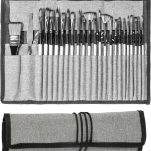 HTVRONT Acrylic Paint Brushes 25 PCS - Oil Paint Brushes for Acrylic/Oil/Watercolor - Paint Brushes for Acrylic Painting with Canvas Brush Case