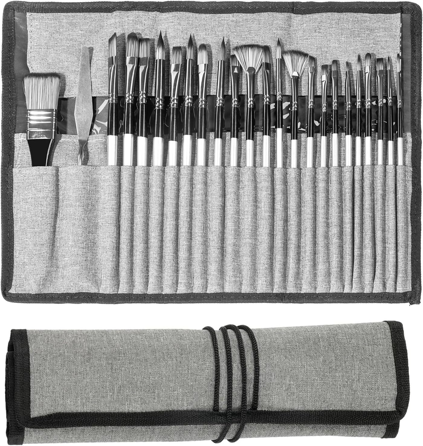 HTVRONT Acrylic Paint Brushes 25 PCS - Oil Paint Brushes for Acrylic/Oil/Watercolor - Paint Brushes for Acrylic Painting with Canvas Brush Case