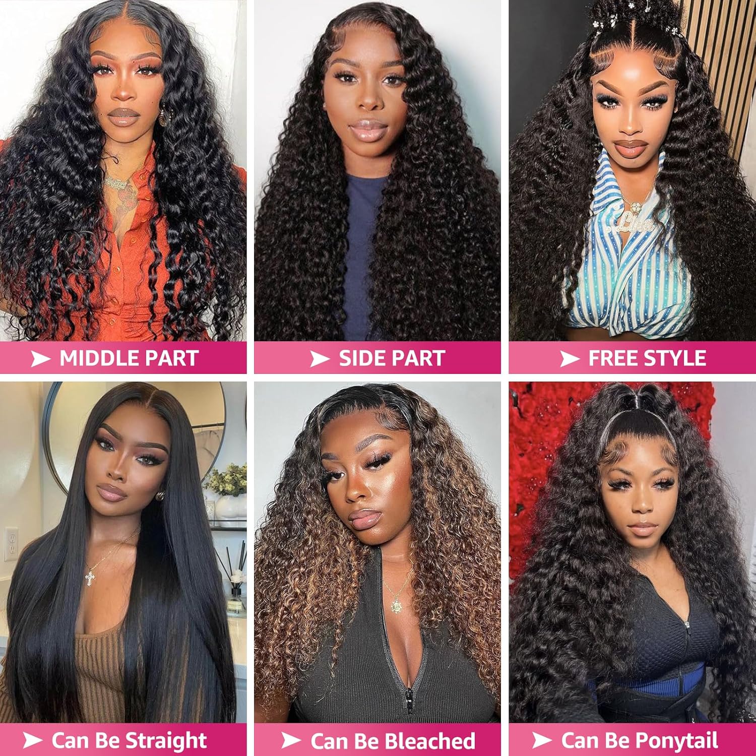 30 Inch Deep Wave Lace Front Wig Women 200 Density 13x6 HD Curly Glueless - Image 6