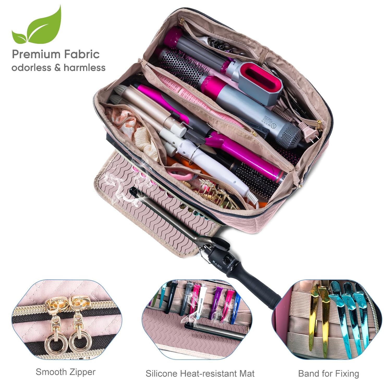 Large 2-in-1 Travel Organizer Bag with Heat-Resistant Mat for Hair Dryers and Styling Tools - Image 4