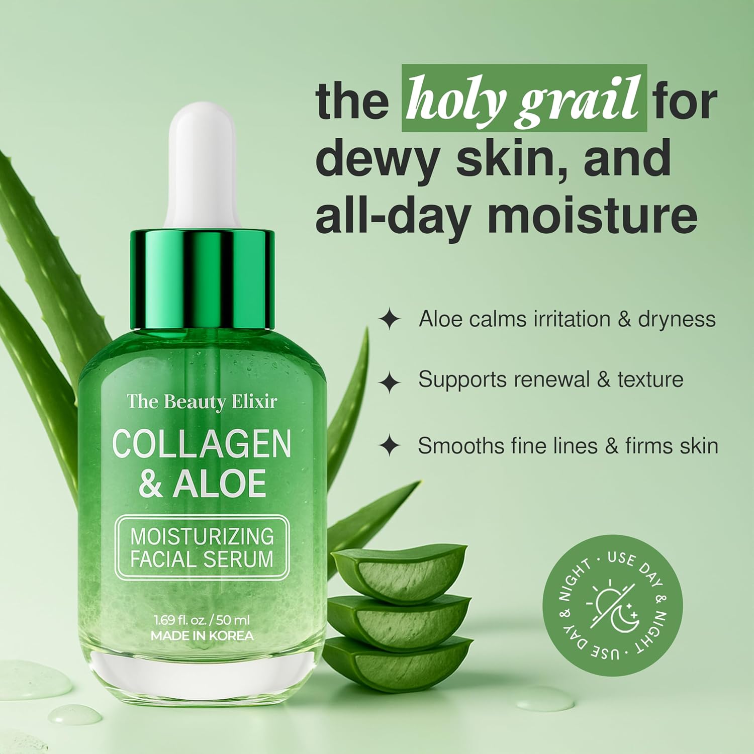 Revitalizing Aloe and Collagen Face Serum 1.69 oz for Anti-Aging Hydration - Image 2