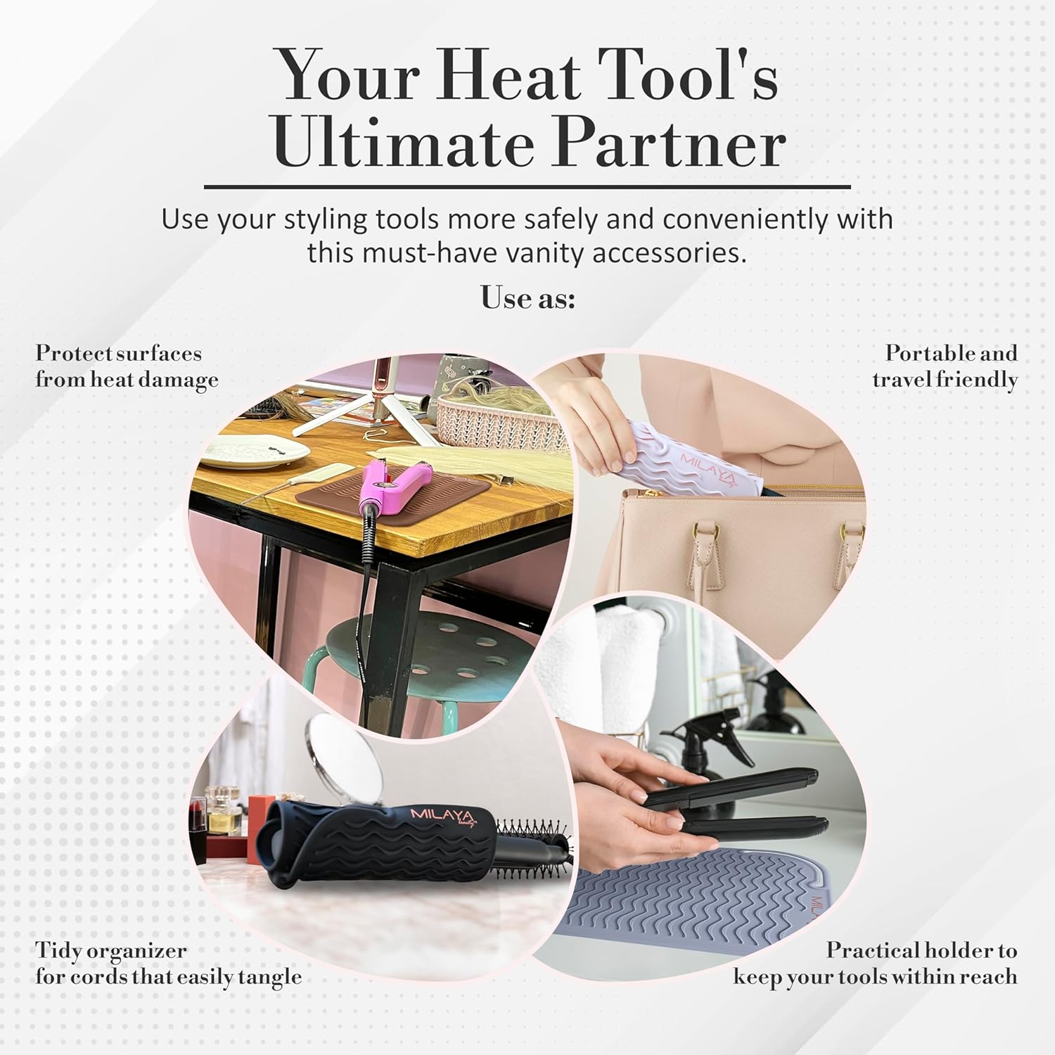 Heat Resistant Silicone Mat for Curling Iron and Flat Iron - Makeup Vanity Accessory - Image 7