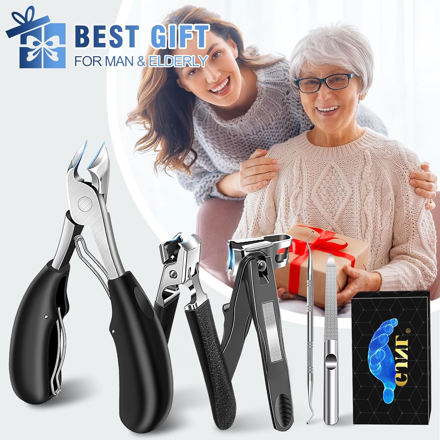 Heavy Duty Toenail Clippers for Seniors, Thick Nail Grooming, Built-in Catcher, Rotating Long Handle - Image 7