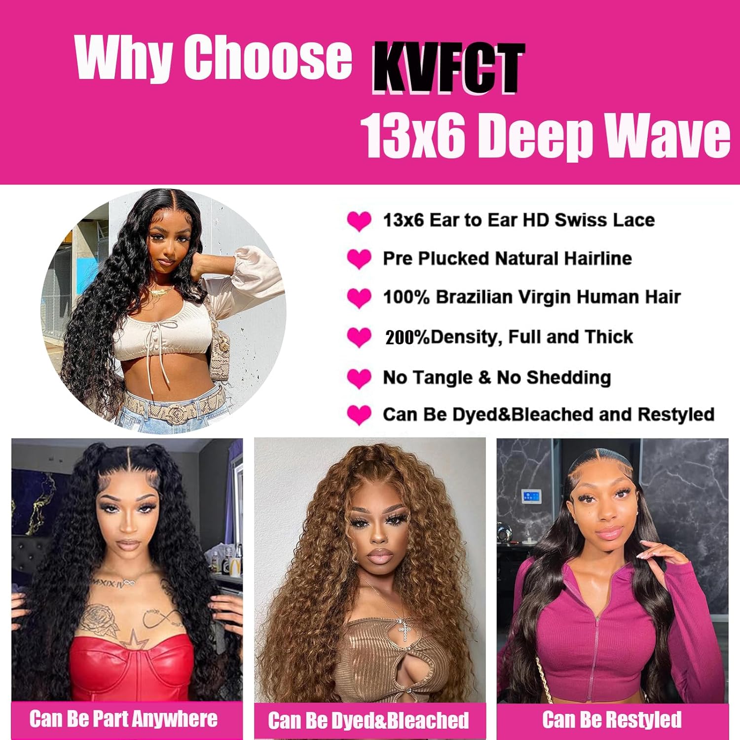 30 Inch 200% Density Deep Wave Natural Black Lace Front Wig - Image 4