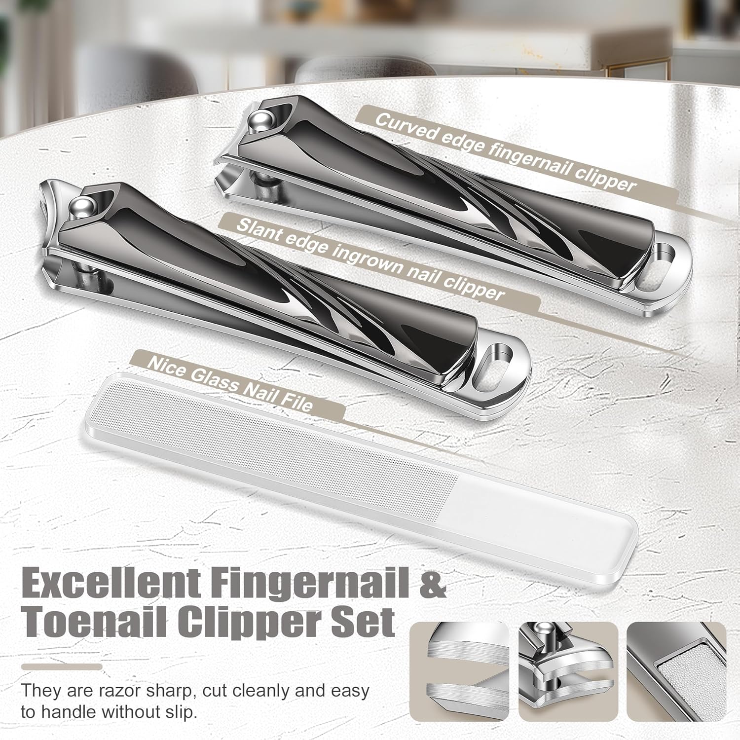 Premium Black Fingernail and Toenail Clipper Set for Adults, Sharp and Durable - Image 2